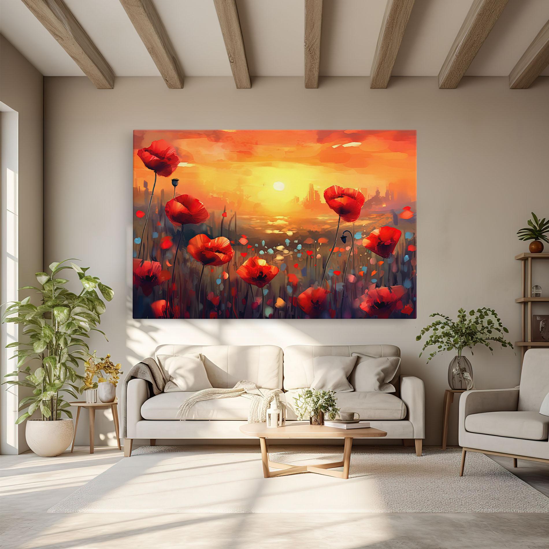 Vászonkép Sunrise Painting Poppies mockup 6