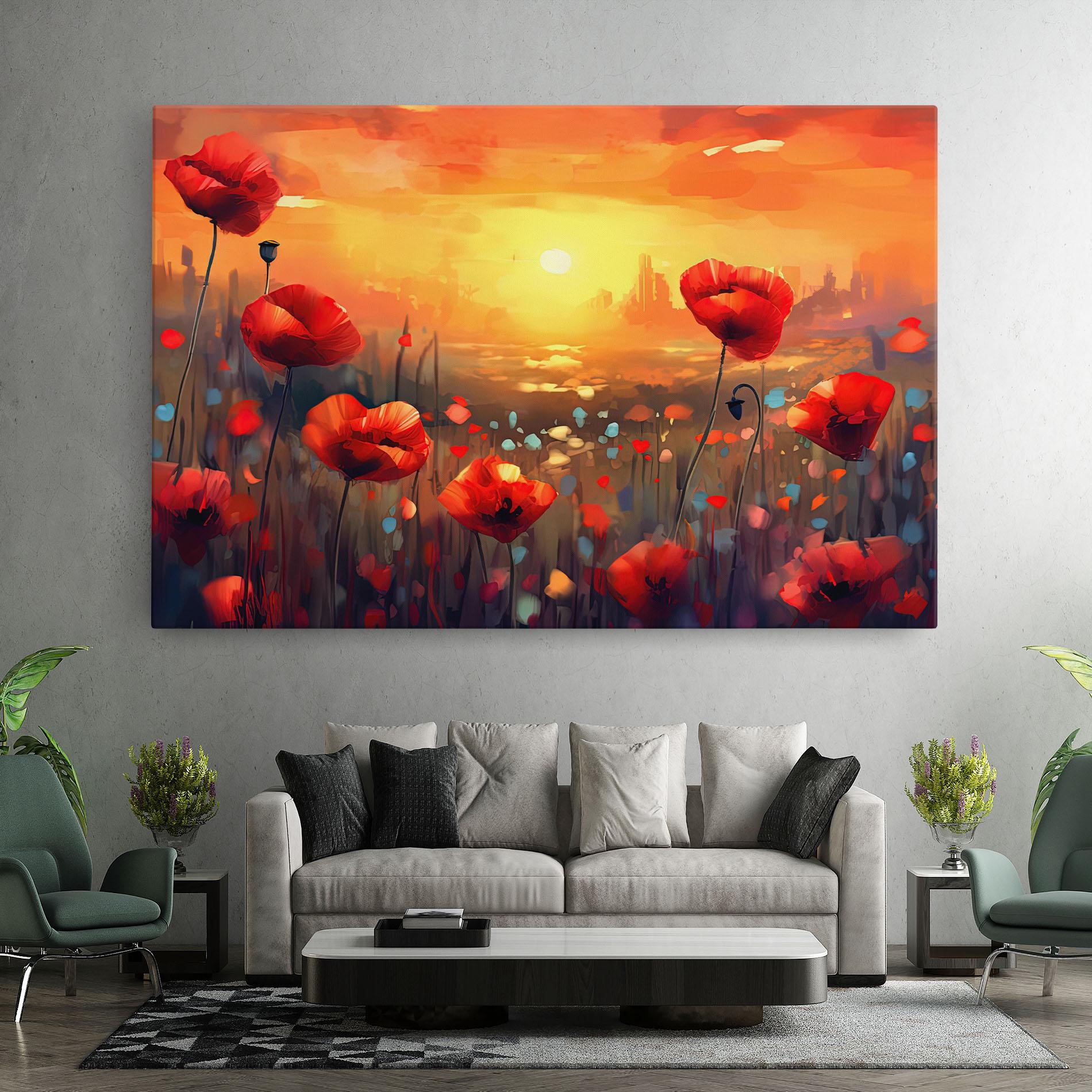 Vászonkép Sunrise Painting Poppies mockup 7