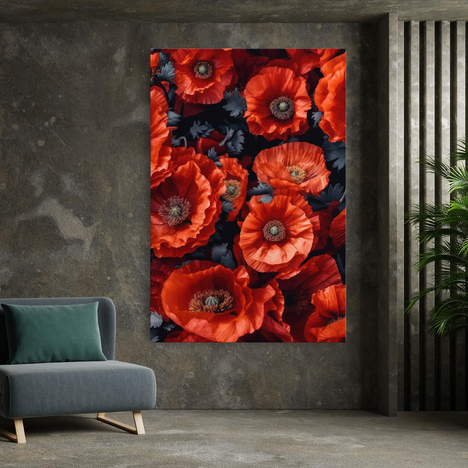 Vászonkép Black Red Poppies mockup 7
