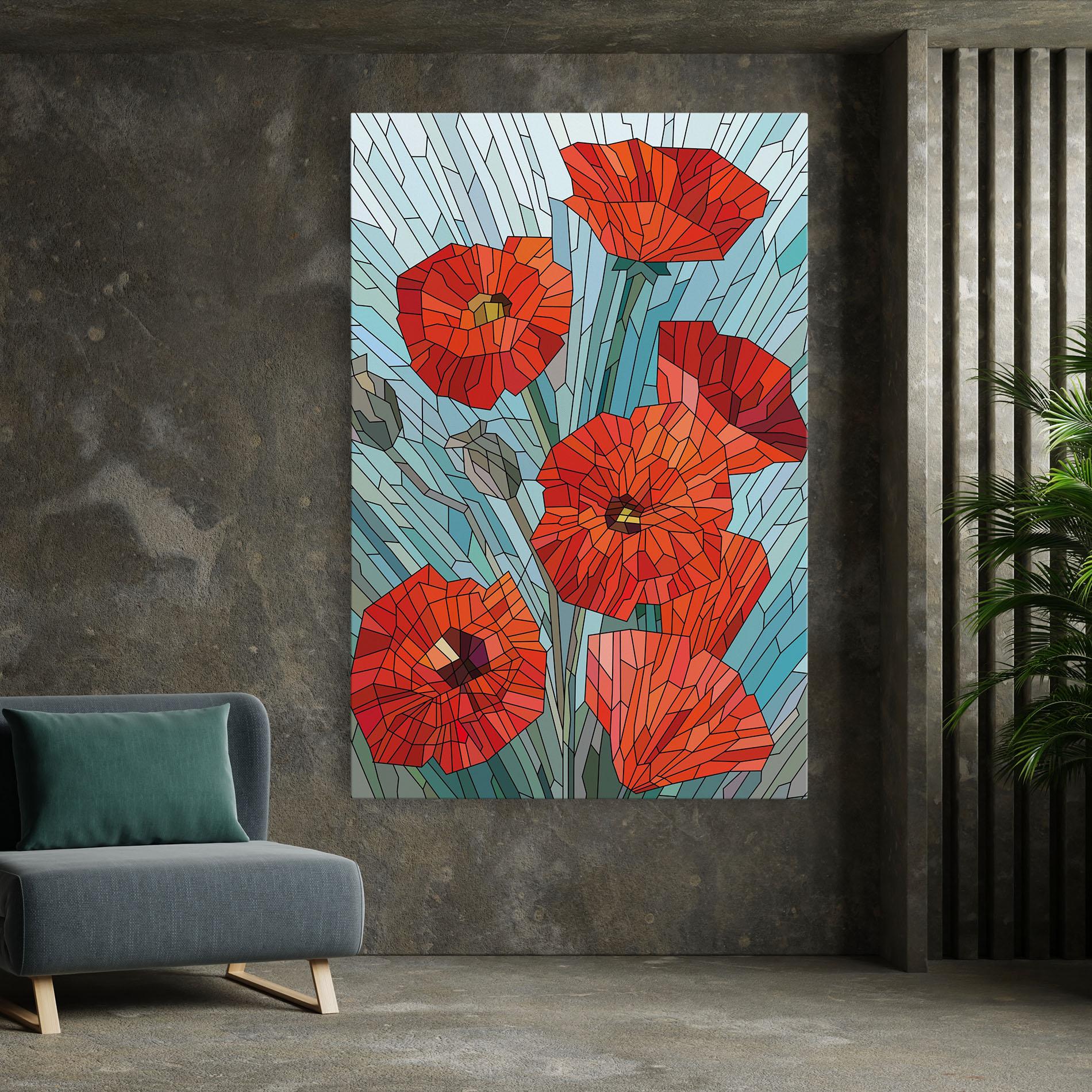 Vászonkép Blue Glass Poppy mockup 7