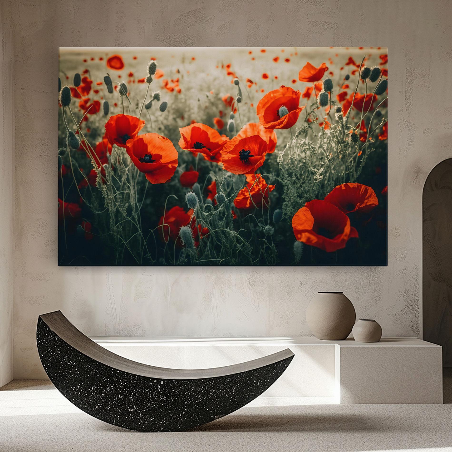 Vászonkép Poppy Grass Field mockup 8