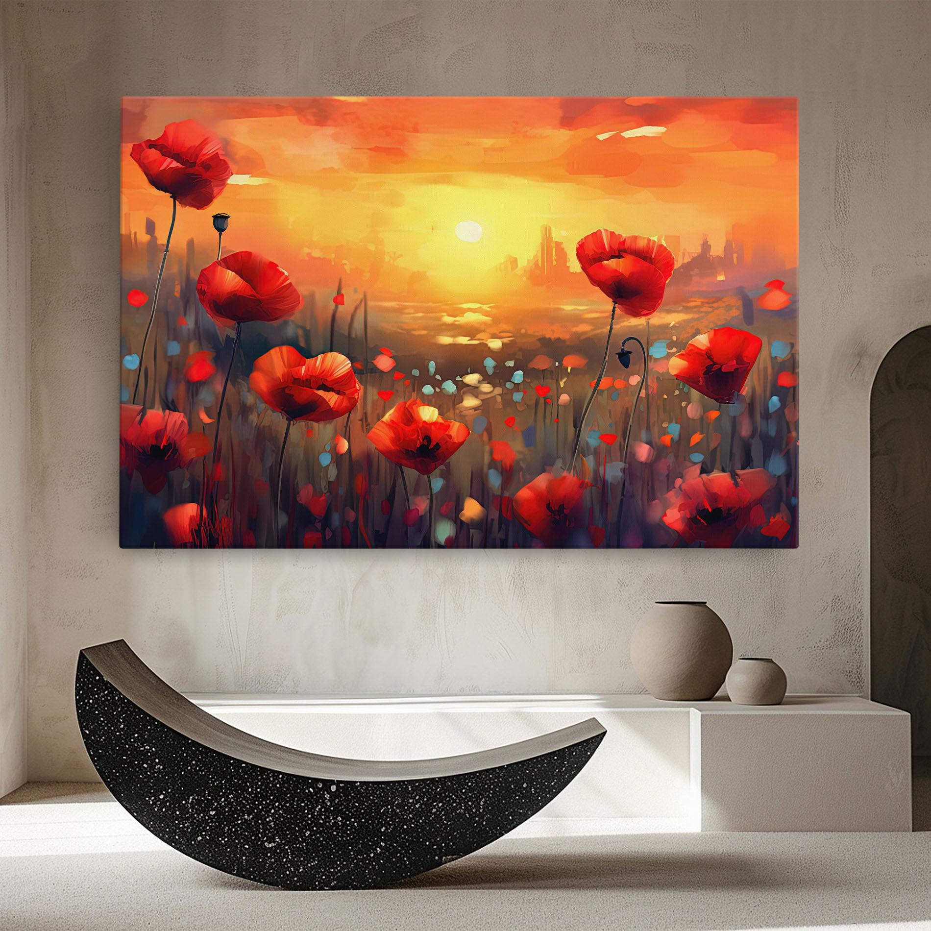 Vászonkép Sunrise Painting Poppies mockup 8