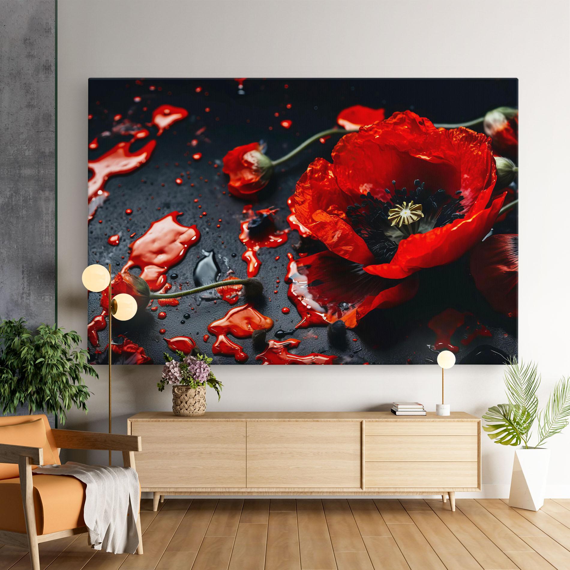 Vászonkép Beautiful Red Poppy Liquid mockup 9