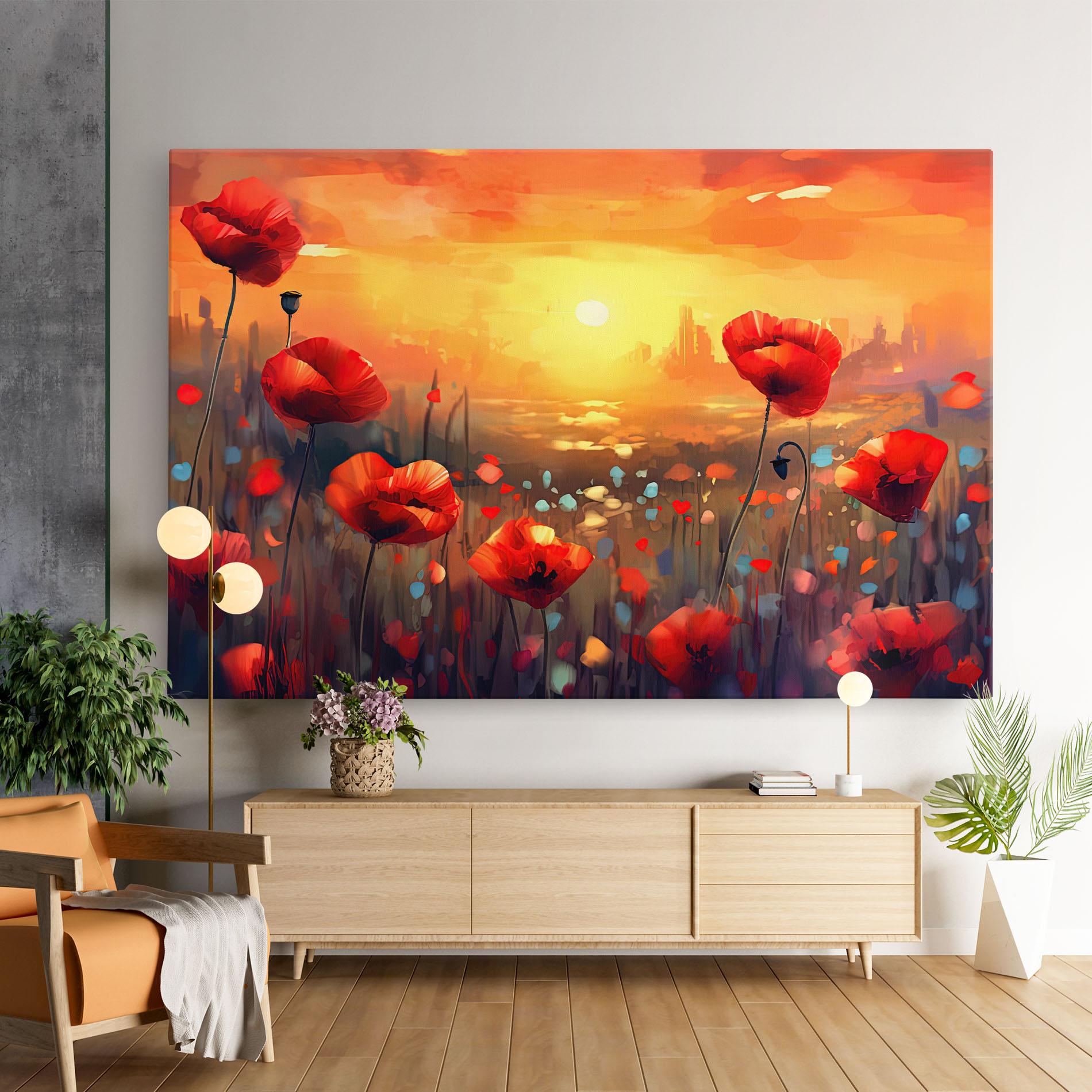 Vászonkép Sunrise Painting Poppies mockup 9