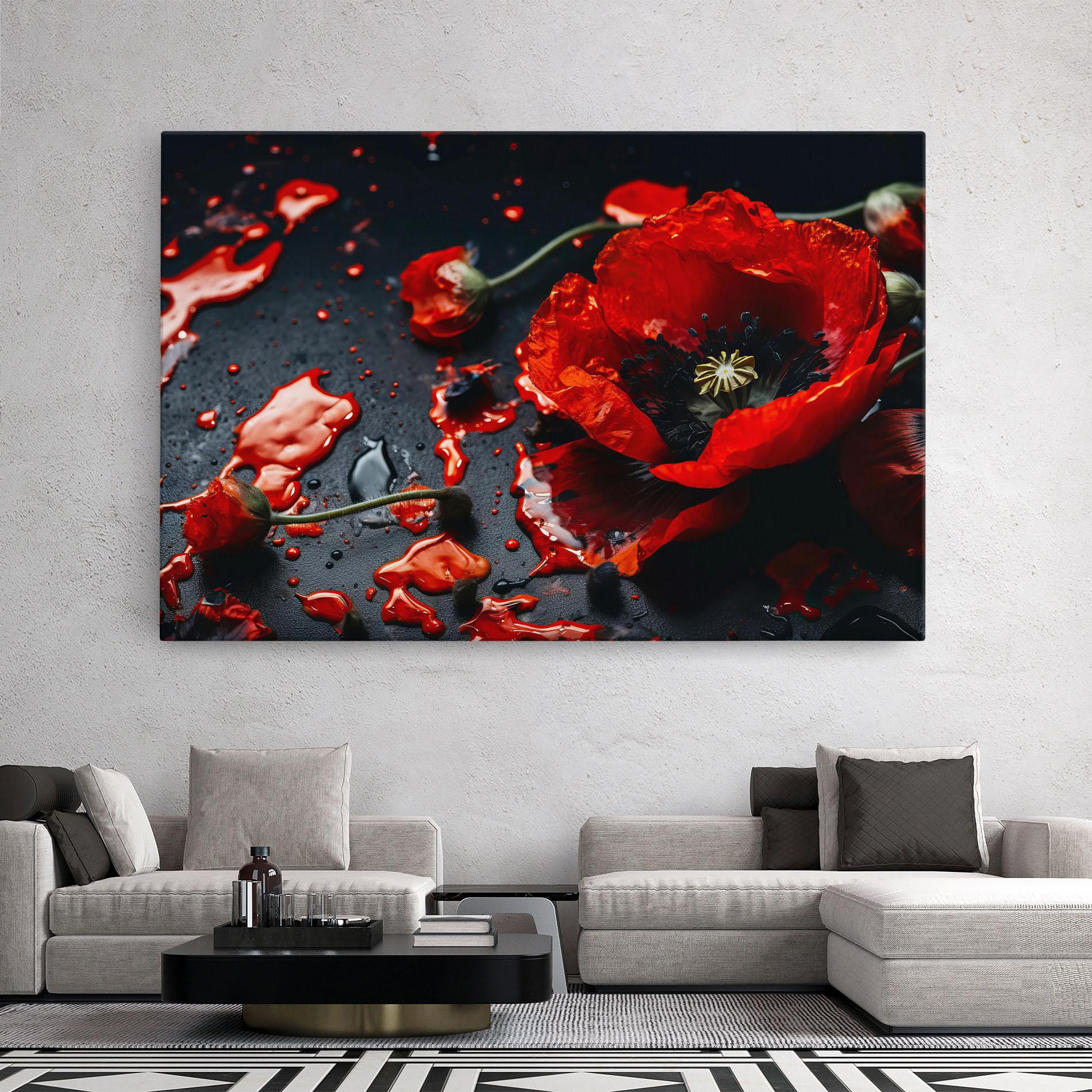 Vászonkép Beautiful Red Poppy Liquid mockup 2