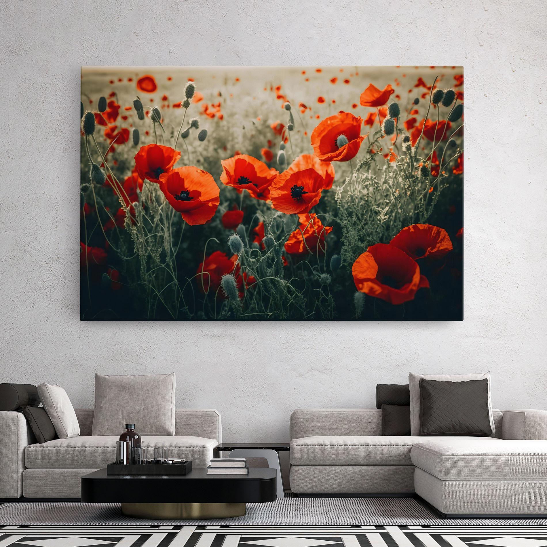 Vászonkép Poppy Grass Field mockup 2