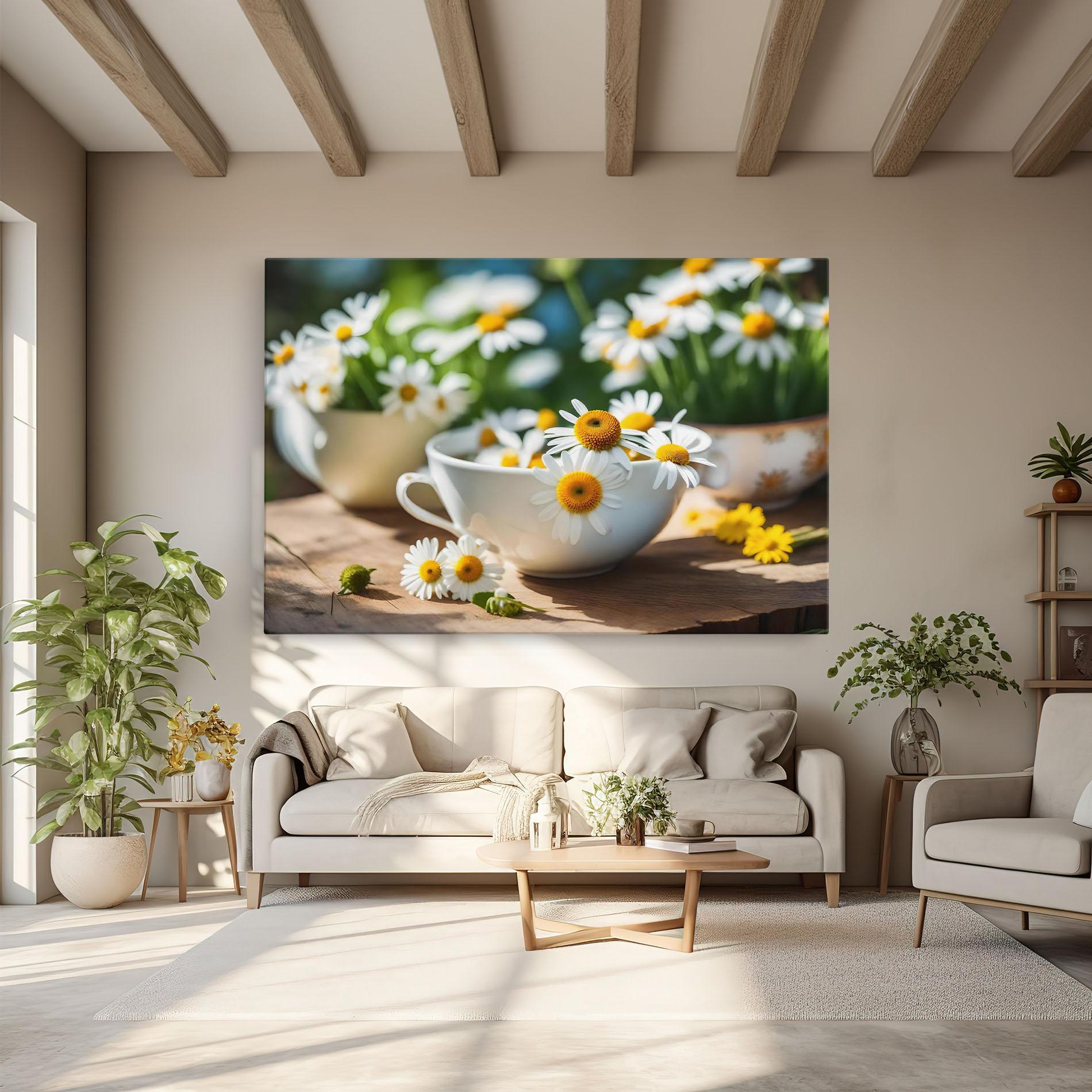 Vászonkép Daisies In A Cup mockup 6