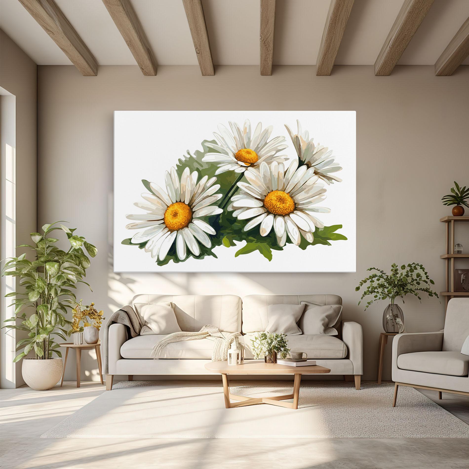 Vászonkép Grey White Daisy mockup 6