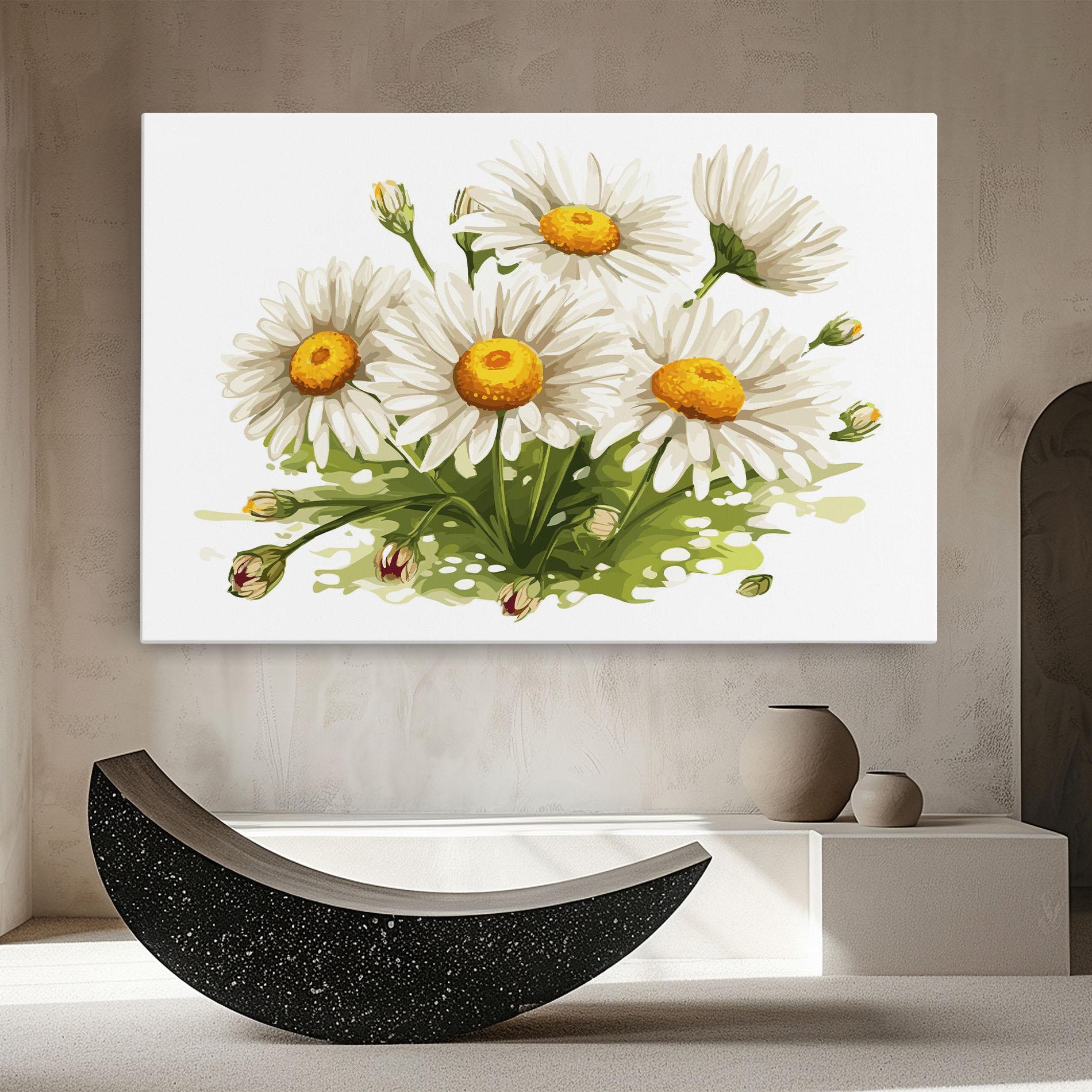 Vászonkép White Grey Daisy mockup 8