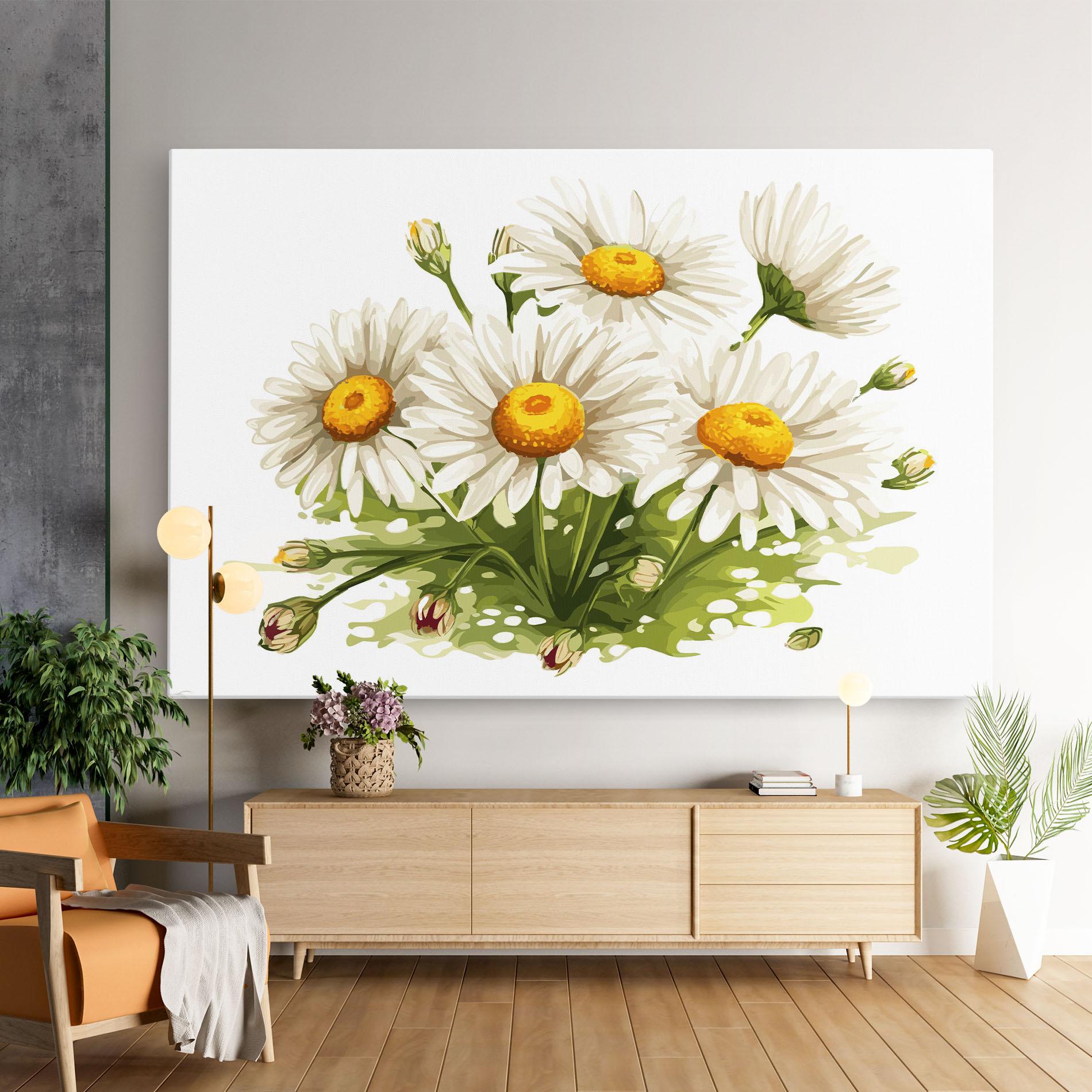 Vászonkép White Grey Daisy mockup 9