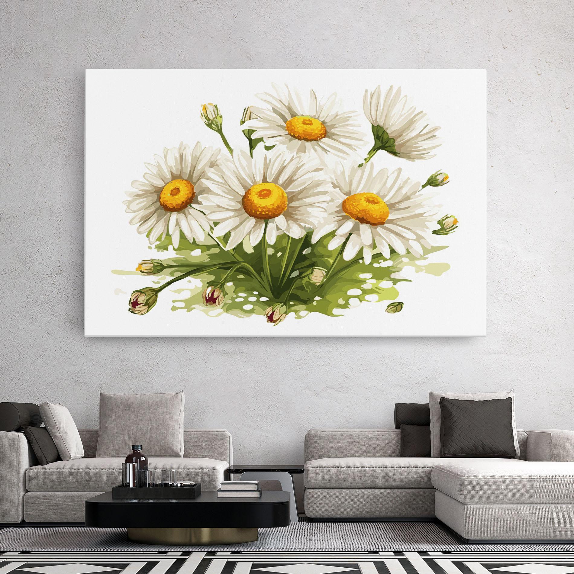 Vászonkép White Grey Daisy mockup 2