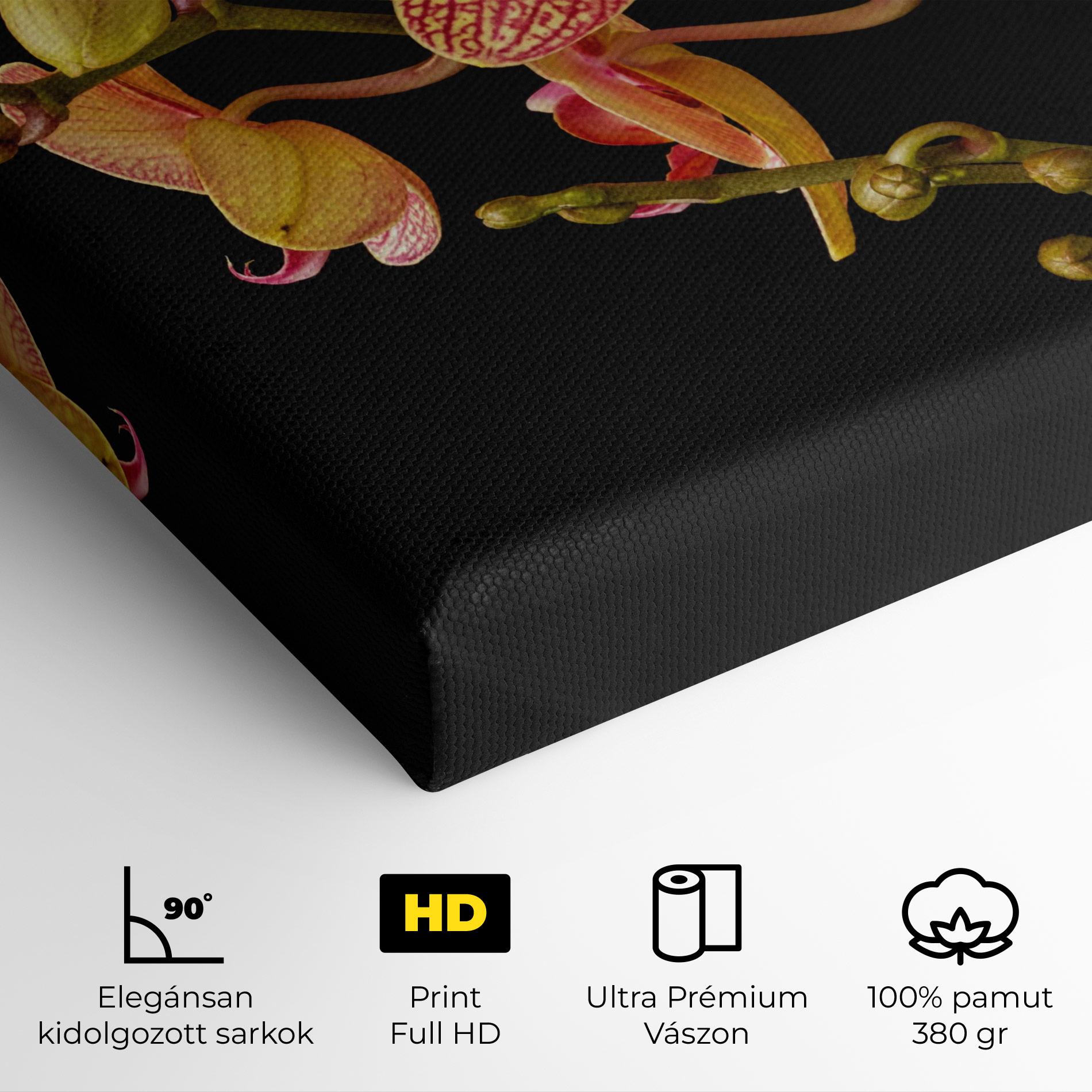 Vászonkép Pink Orchids On Black mockup 4