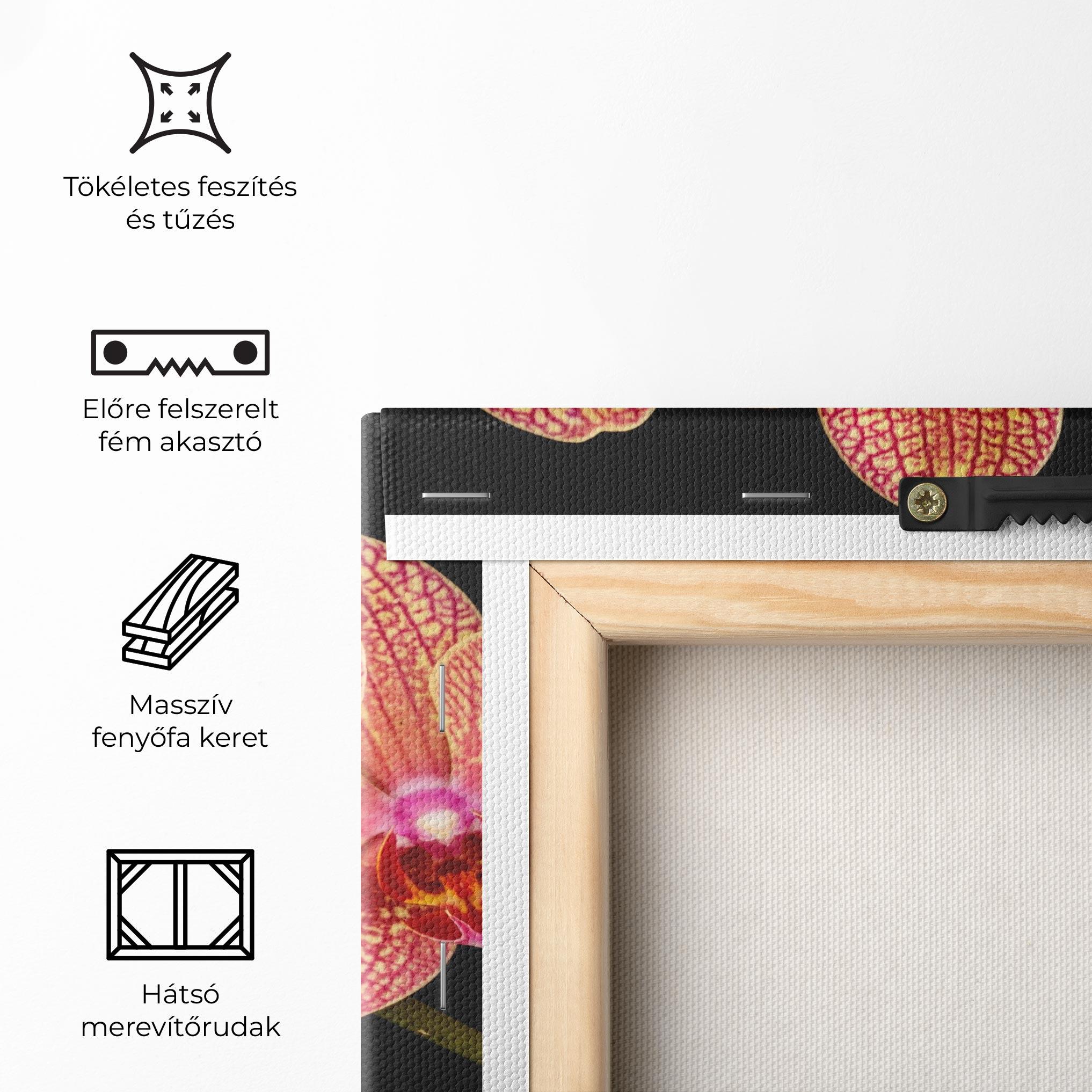 Vászonkép Pink Orchids On Black mockup 5