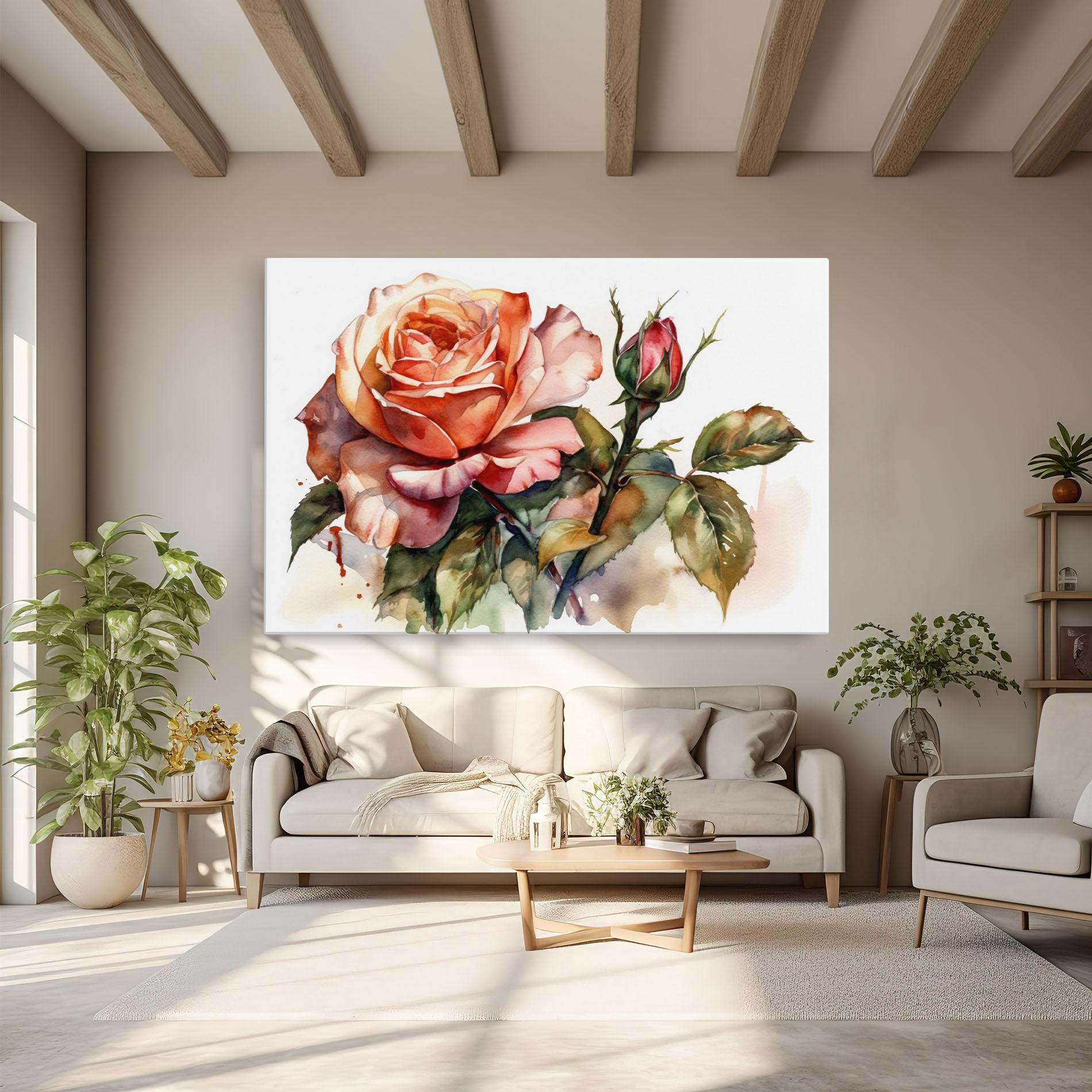 Vászonkép Big Rose Painted mockup 6