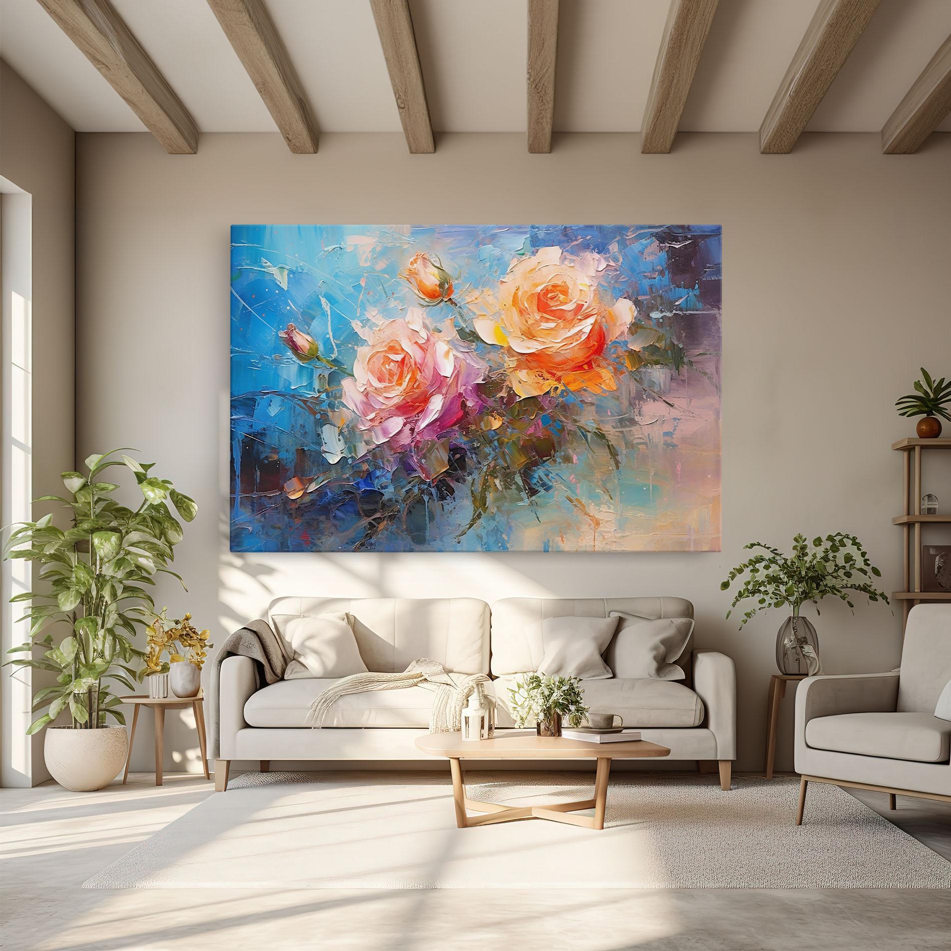 Vászonkép Light Orange Rose Painting mockup 6