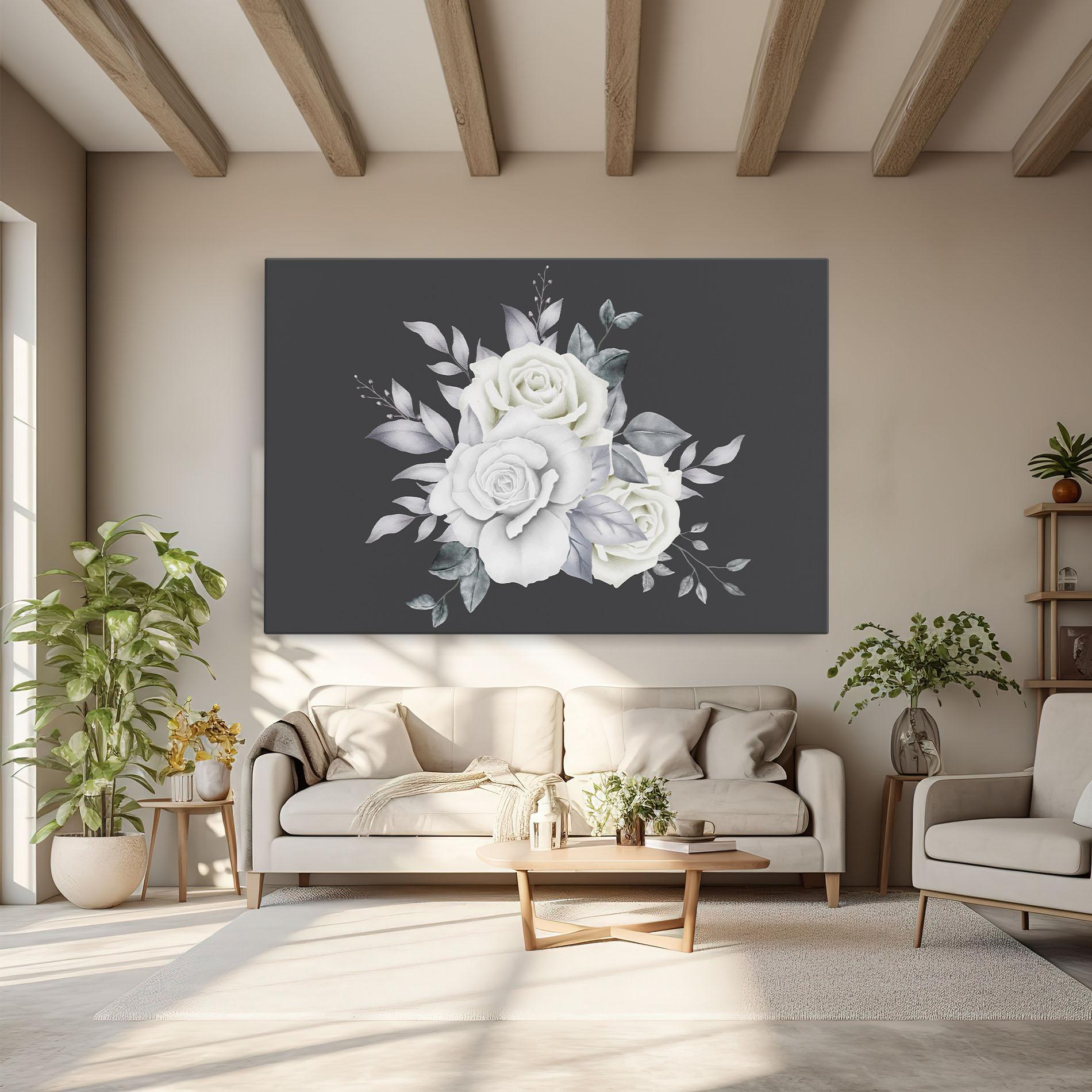 Vászonkép White Grey Rose mockup 6