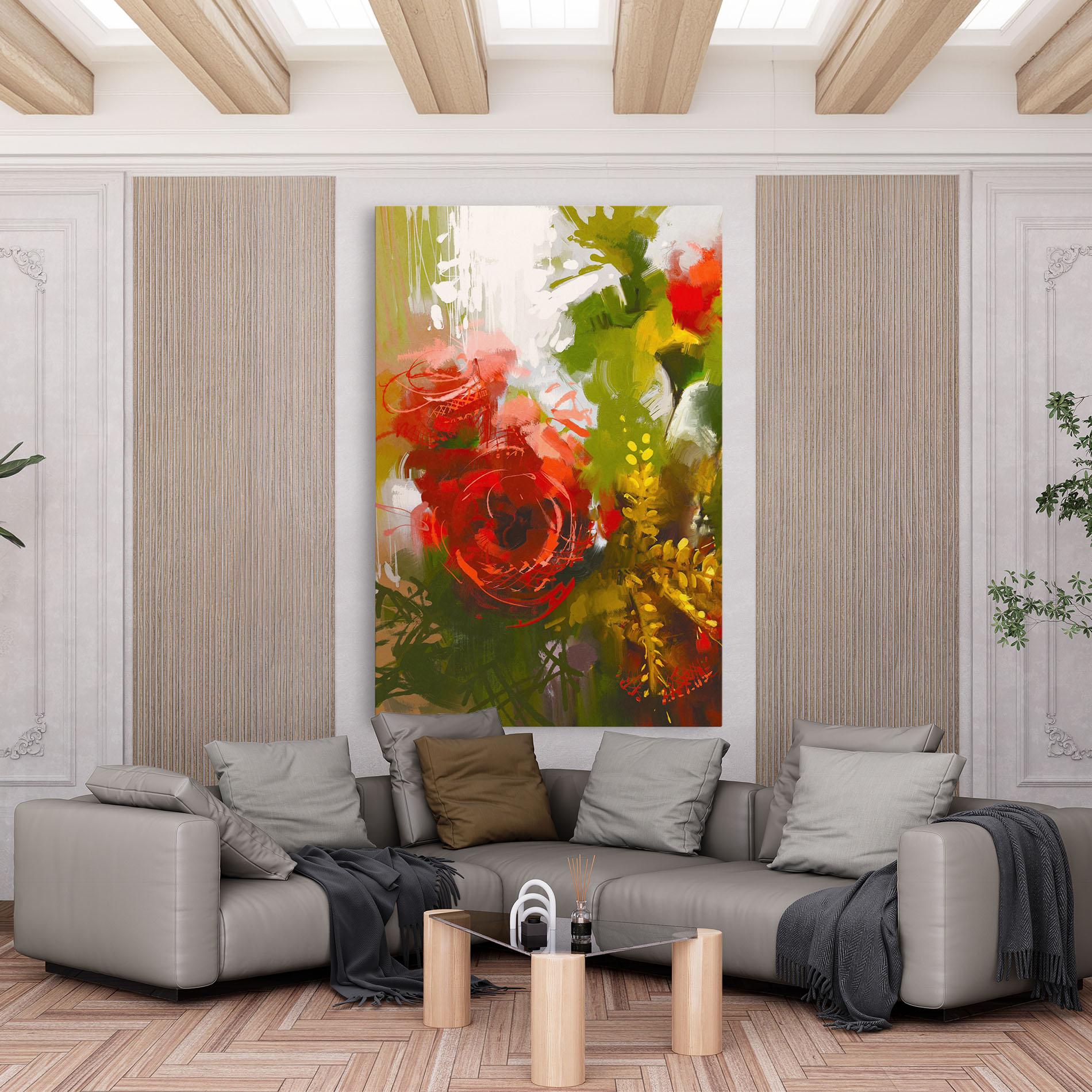 Vászonkép Red Rose Painting mockup 6