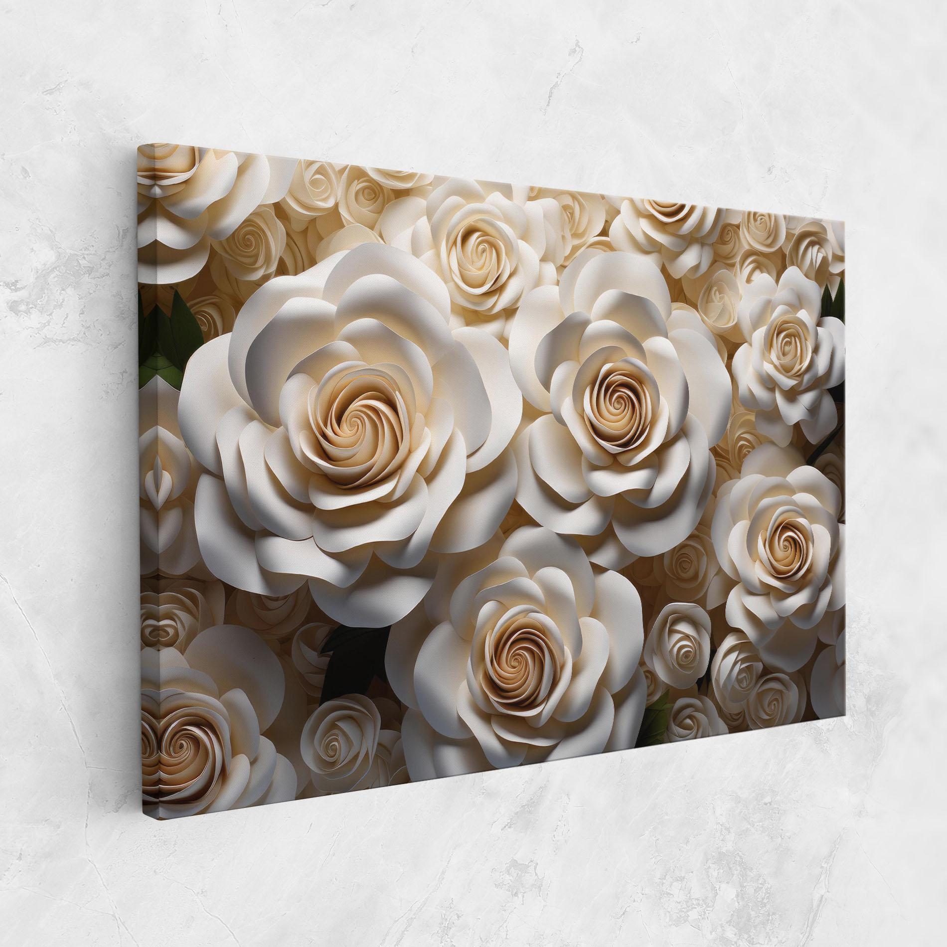 Vászonkép Cream Roses Wall mockup 1