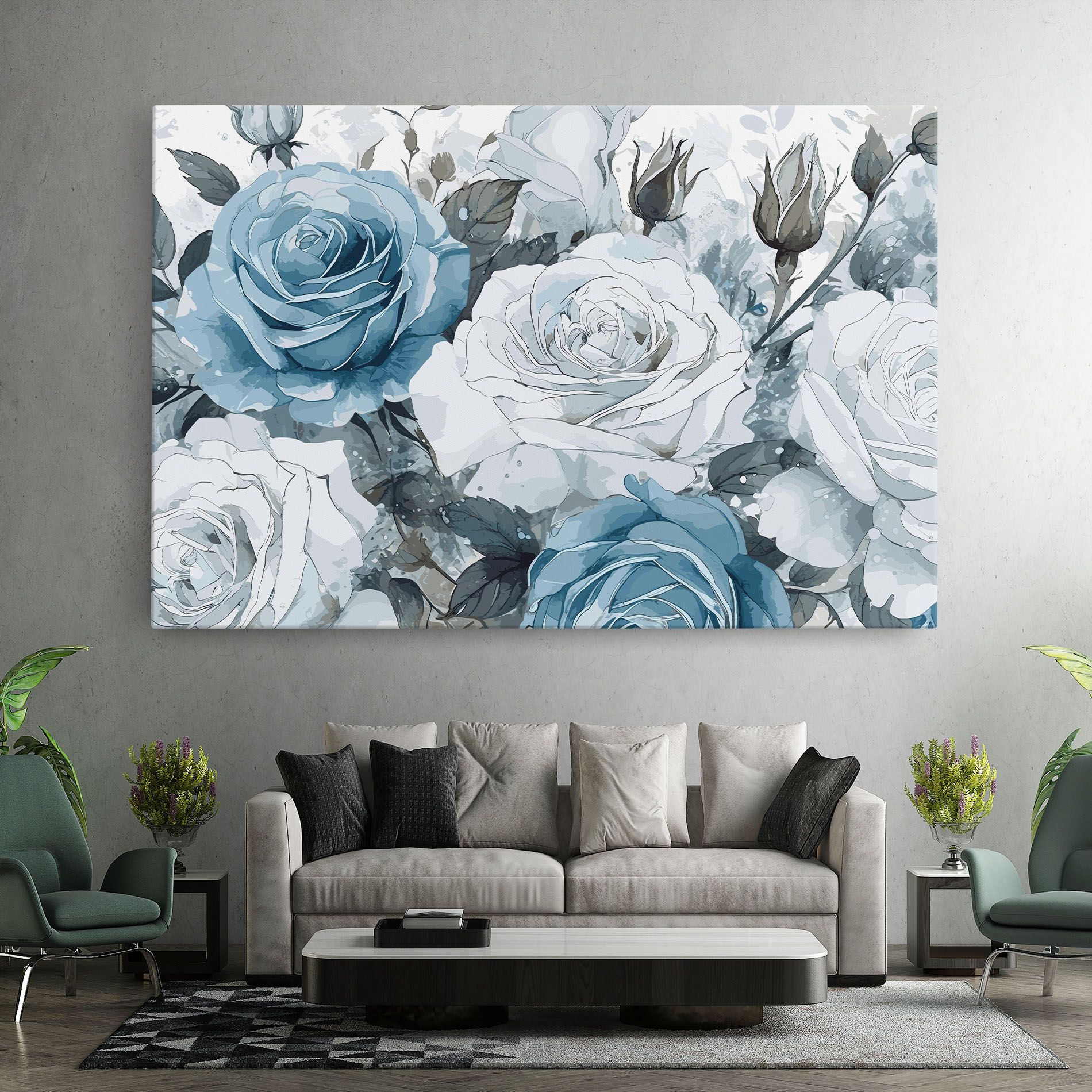 Blue White Rose mockup 7