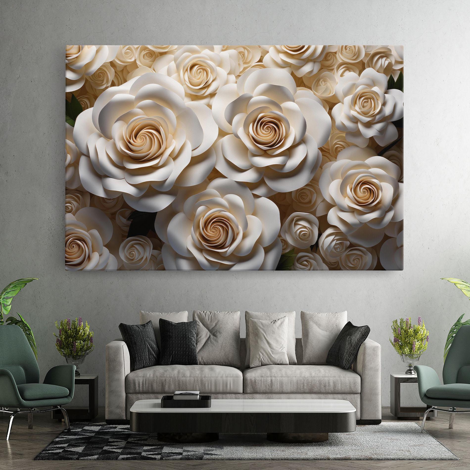 Vászonkép Cream Roses Wall mockup 7