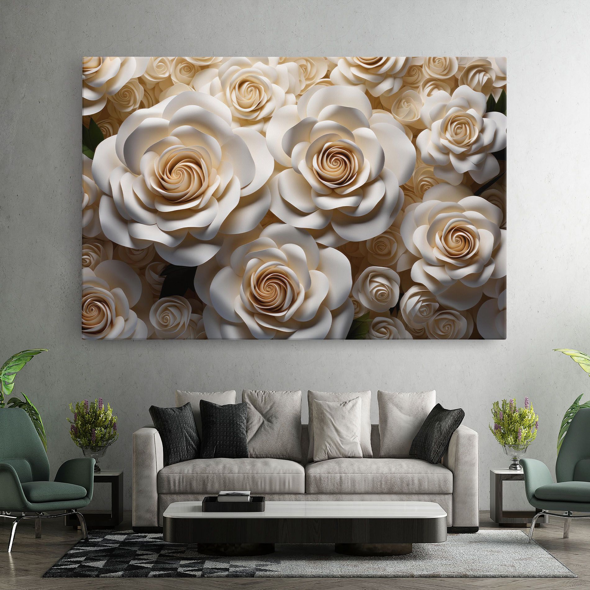 Cream Roses Wall mockup 7