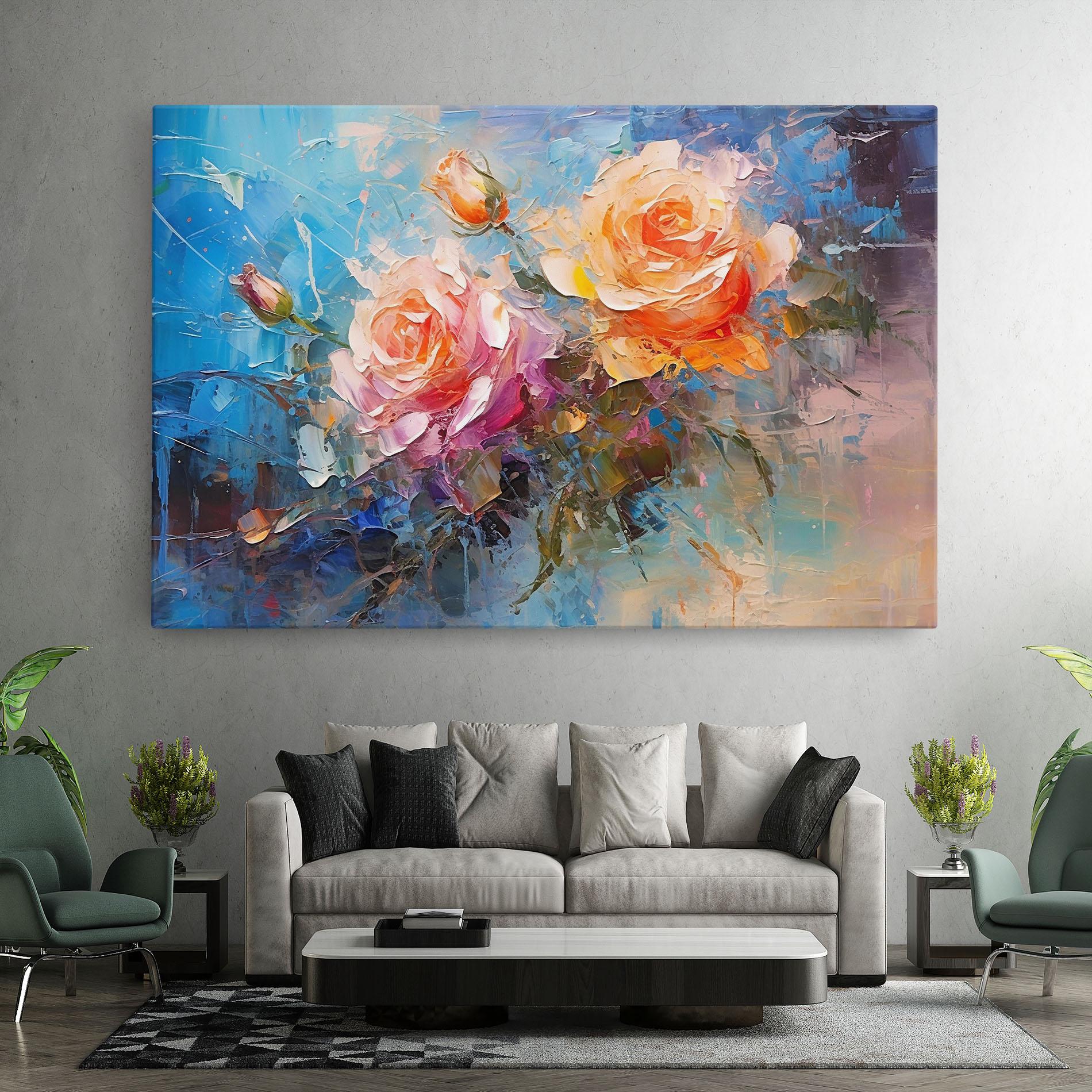Vászonkép Light Orange Rose Painting mockup 7