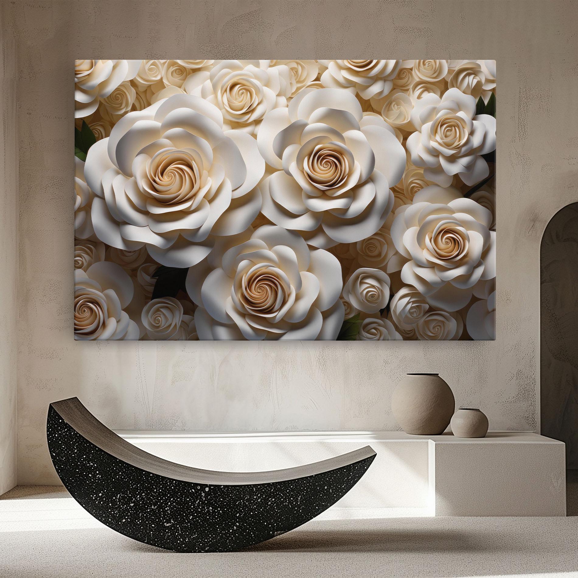 Vászonkép Cream Roses Wall mockup 8