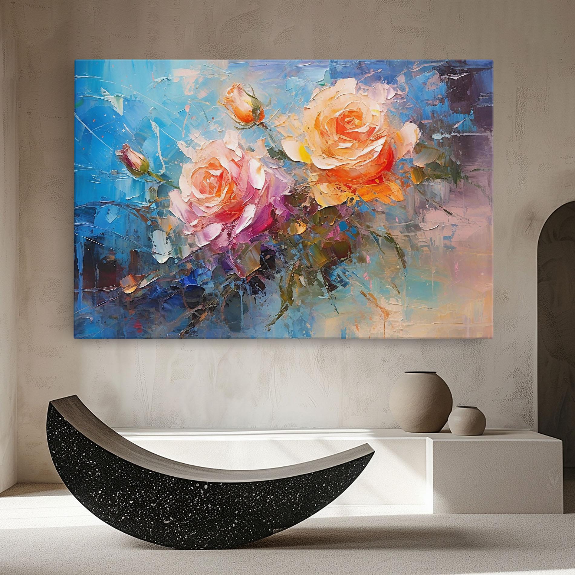 Vászonkép Light Orange Rose Painting mockup 8