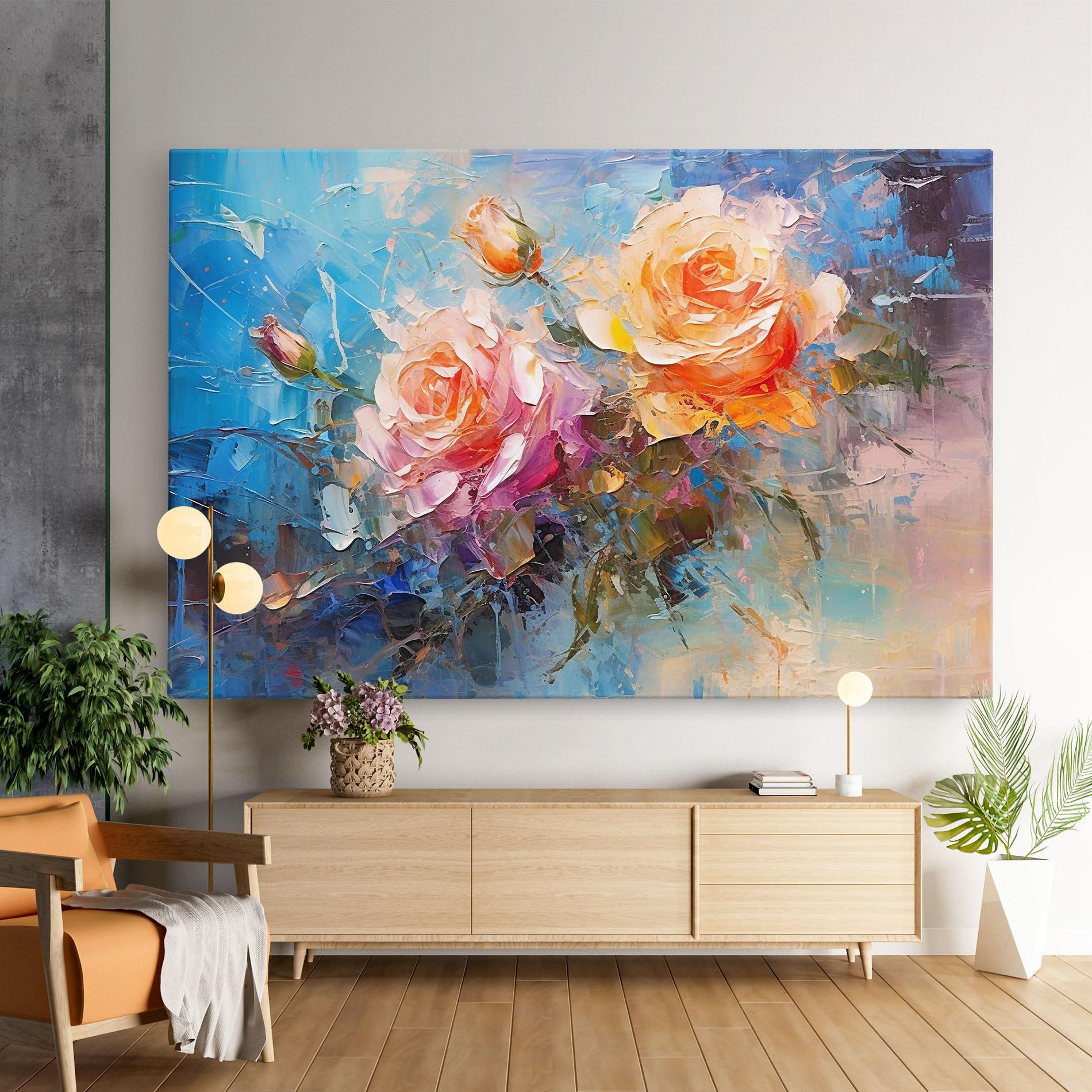 Vászonkép Light Orange Rose Painting mockup 9