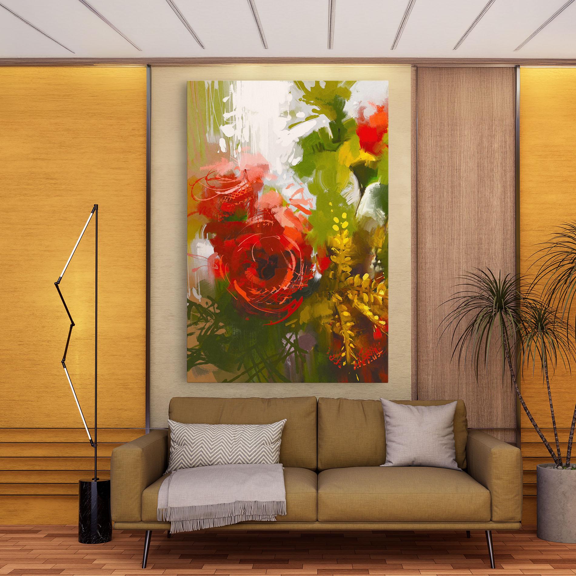 Vászonkép Red Rose Painting mockup 9