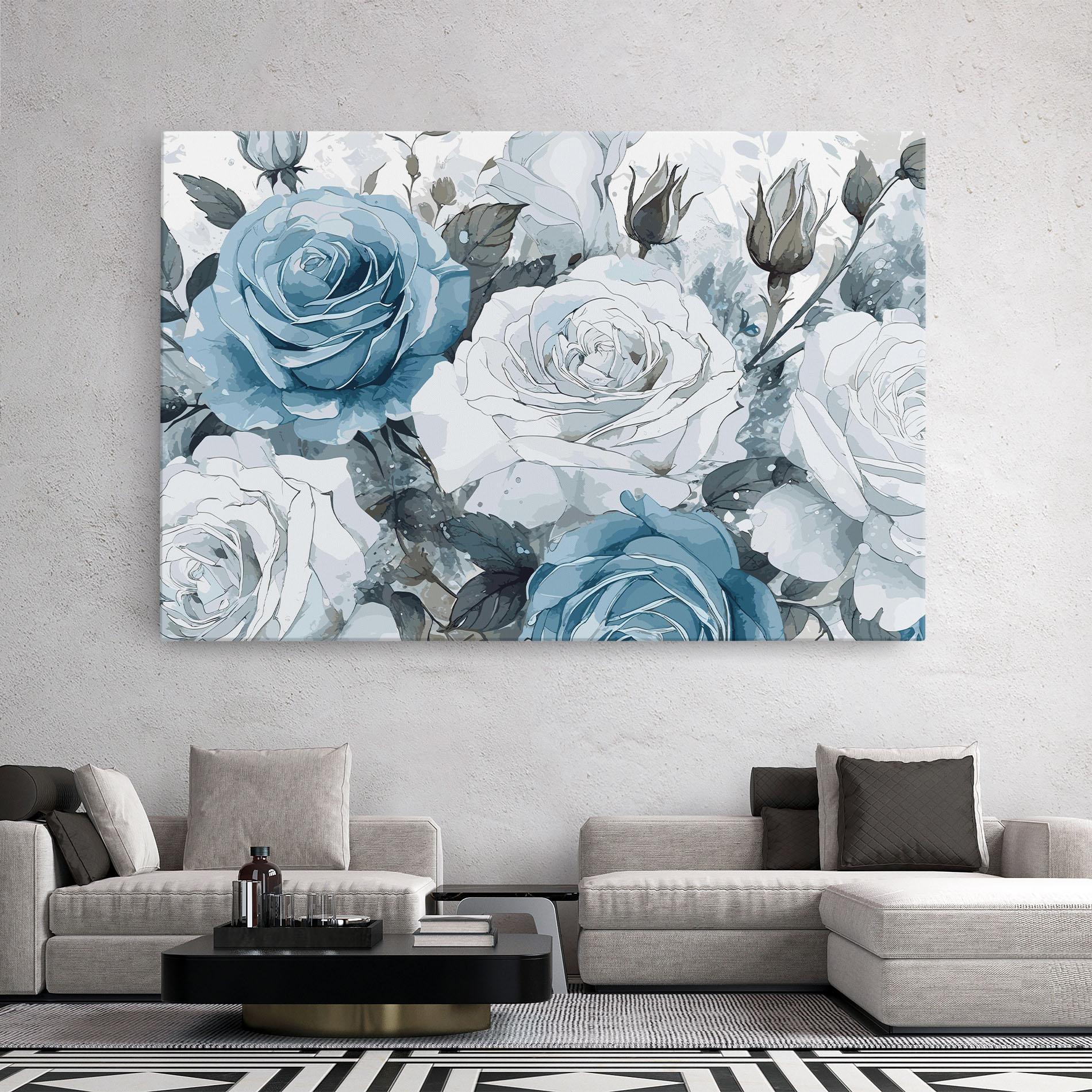 Vászonkép Blue White Rose mockup 2