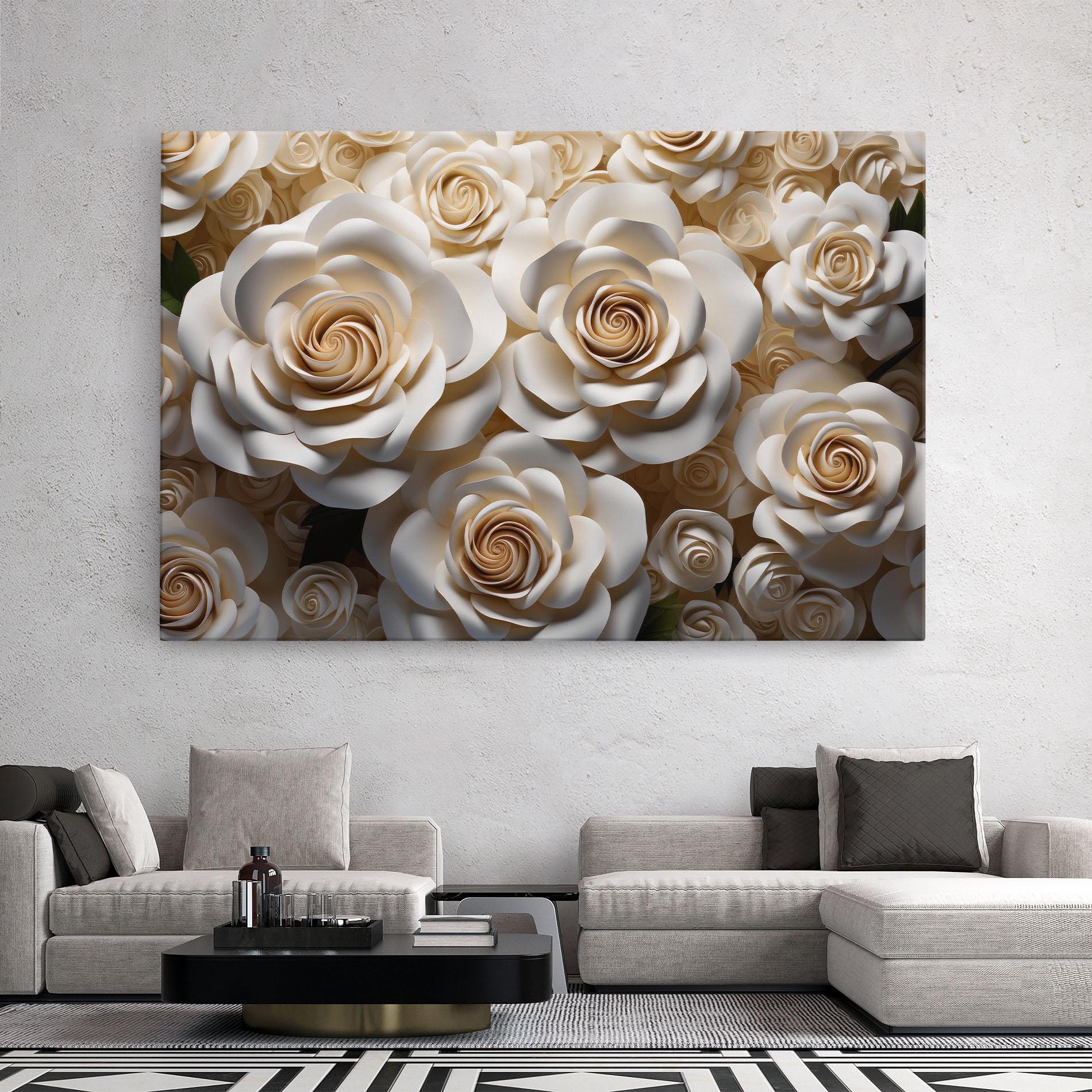 Vászonkép Cream Roses Wall mockup 2