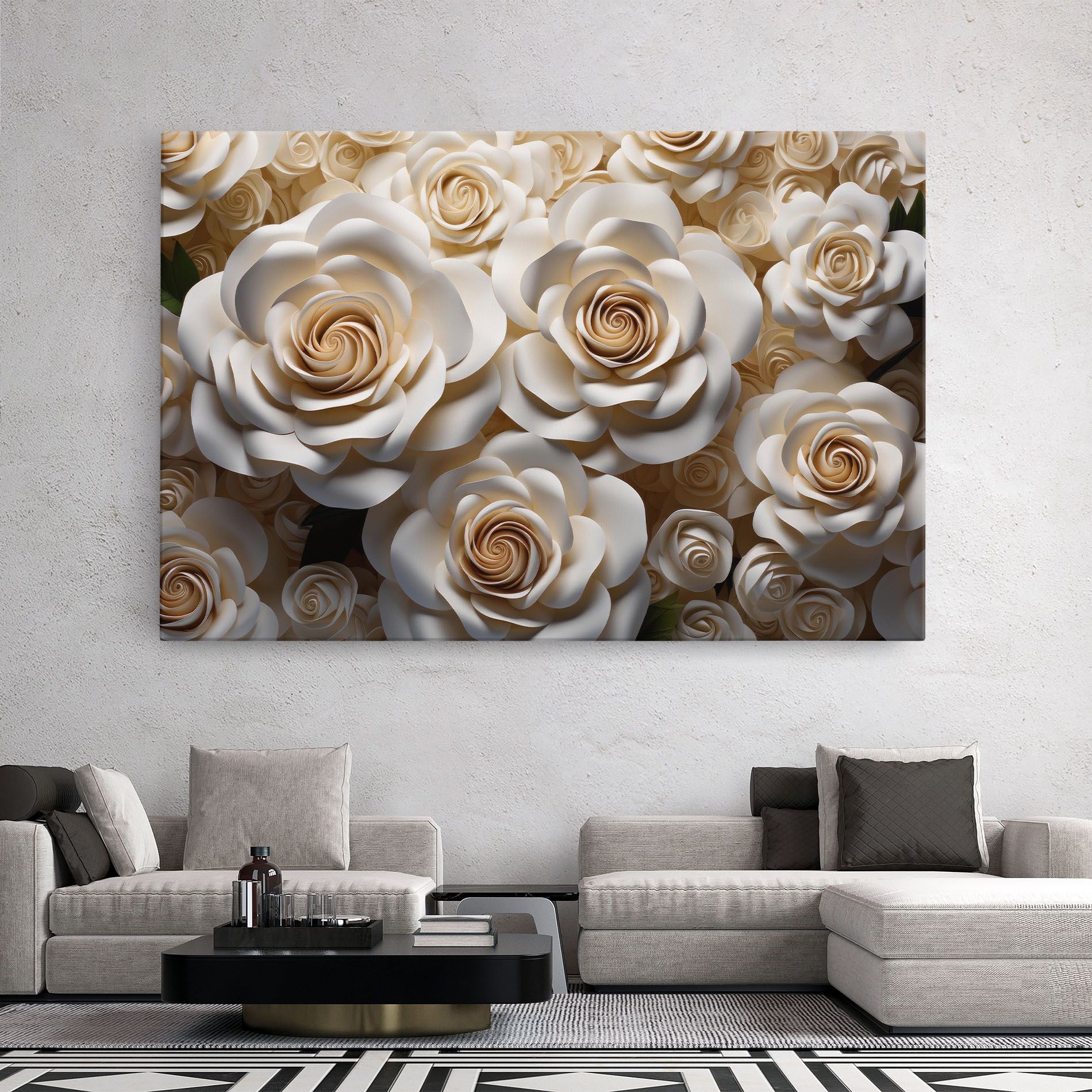 Cream Roses Wall mockup 2