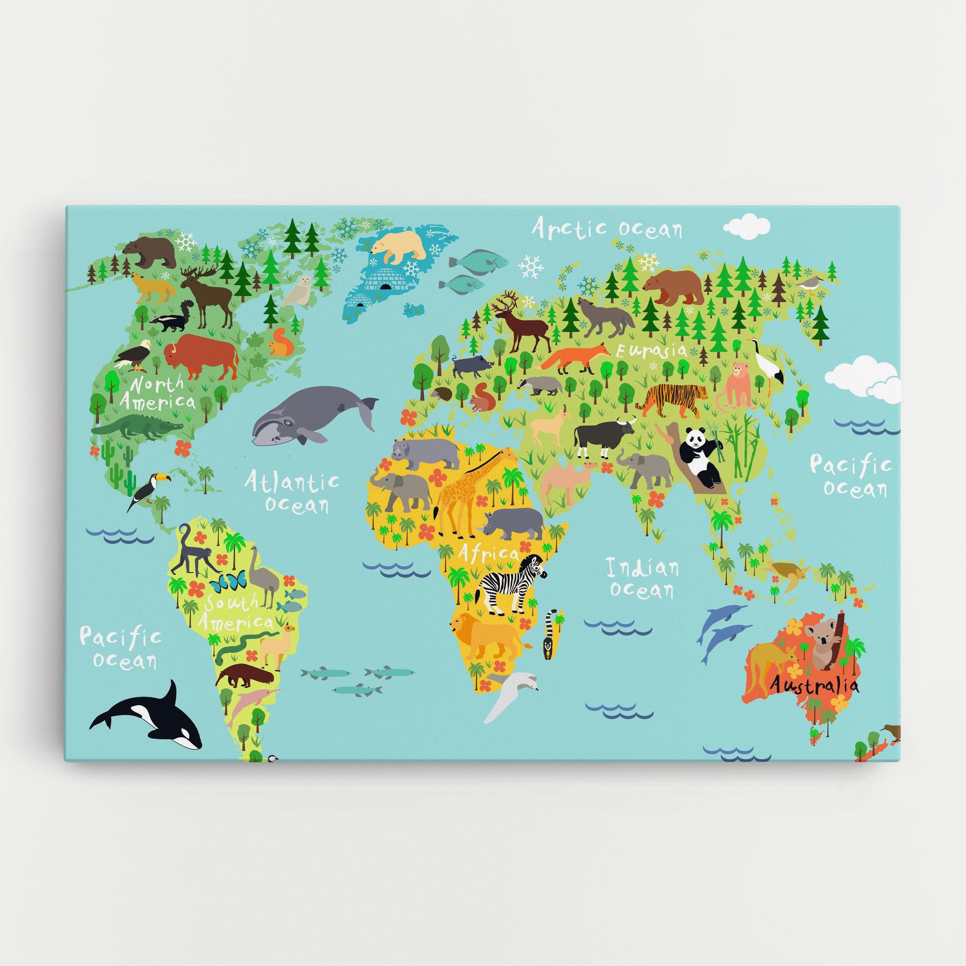 Vászonkép Animal World Map mockup 0