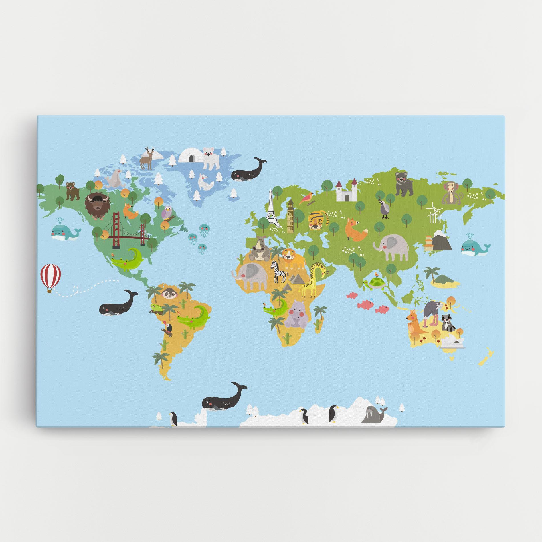 Vászonkép Animals Cute Map mockup 0