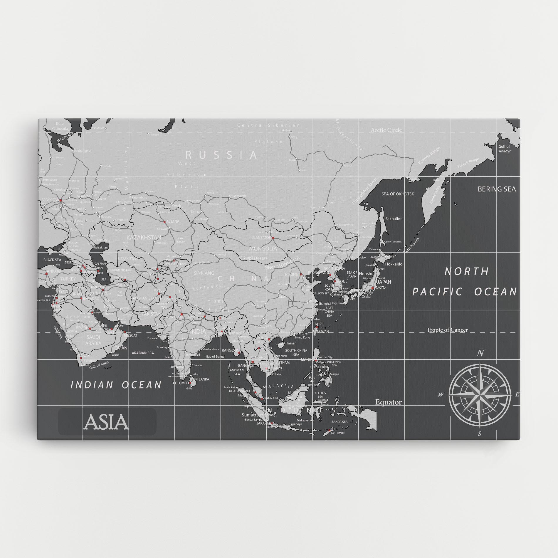 Vászonkép Asia Minimal Map mockup 0