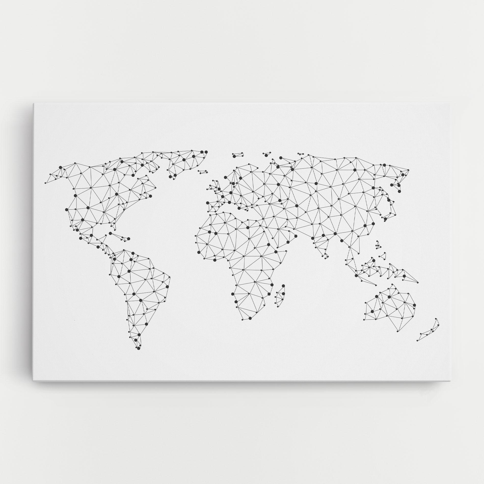 Vászonkép Black Map Line mockup 0