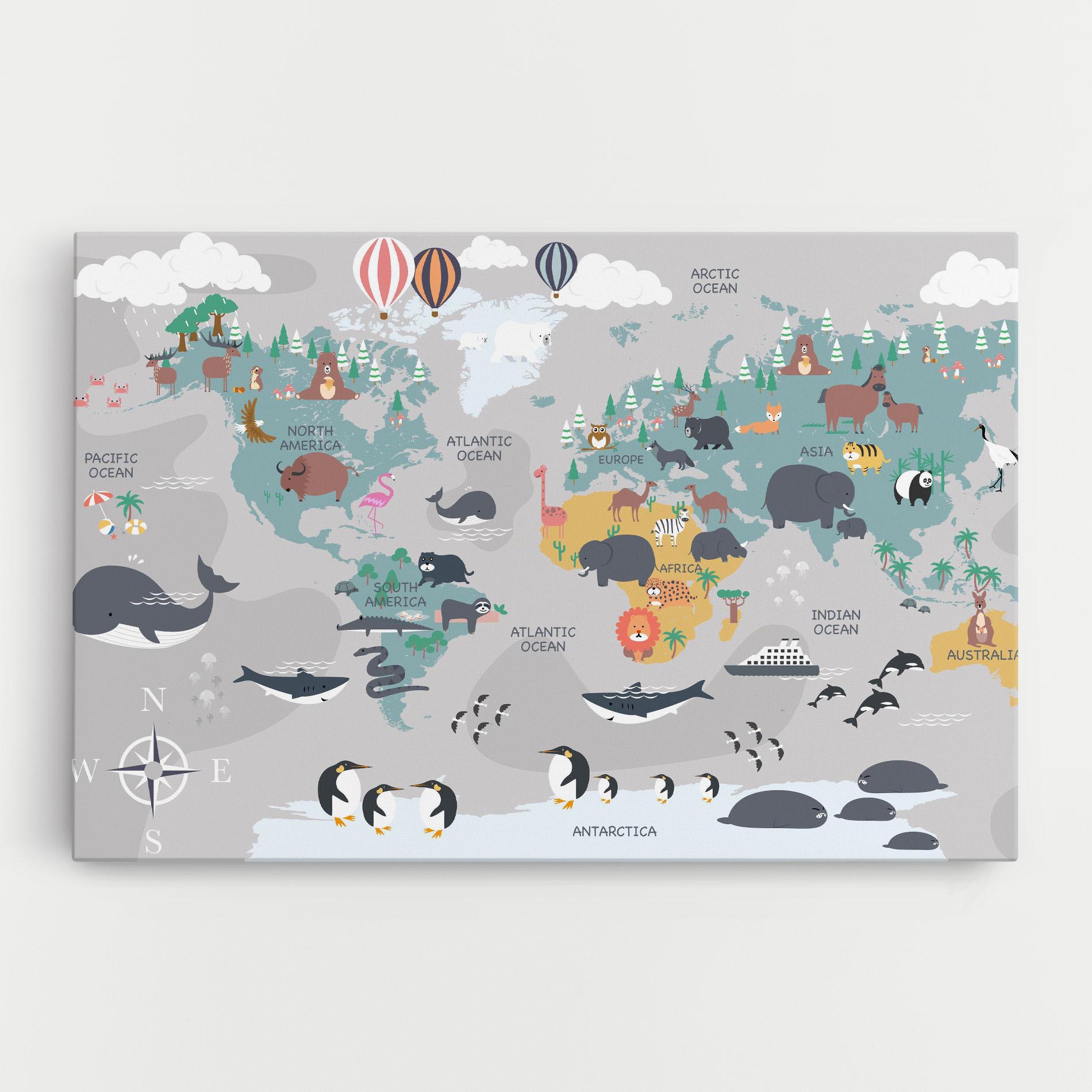 Vászonkép Cute Kids Map mockup 0