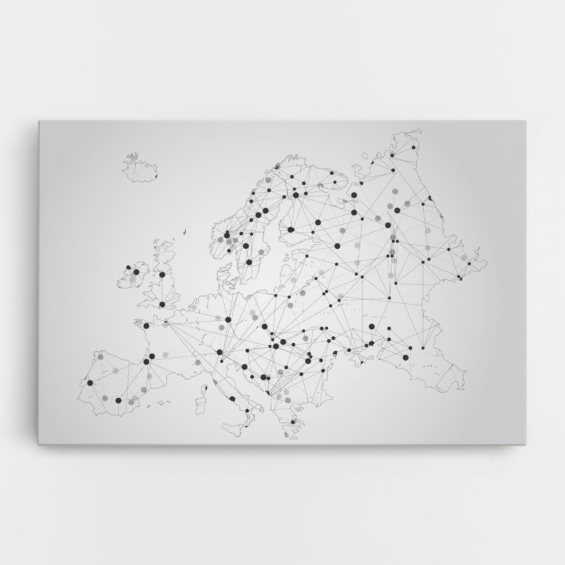 Vászonkép Europe Line Map mockup 0