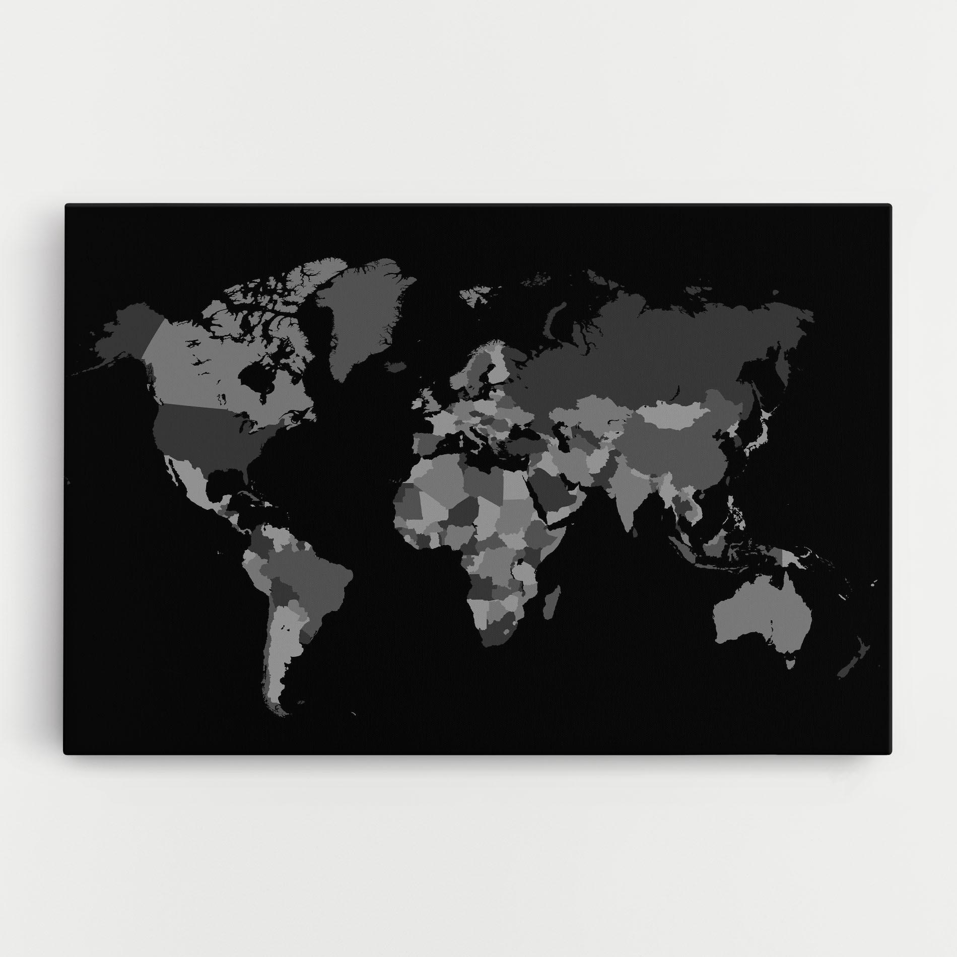 Vászonkép Grey Map World mockup 0