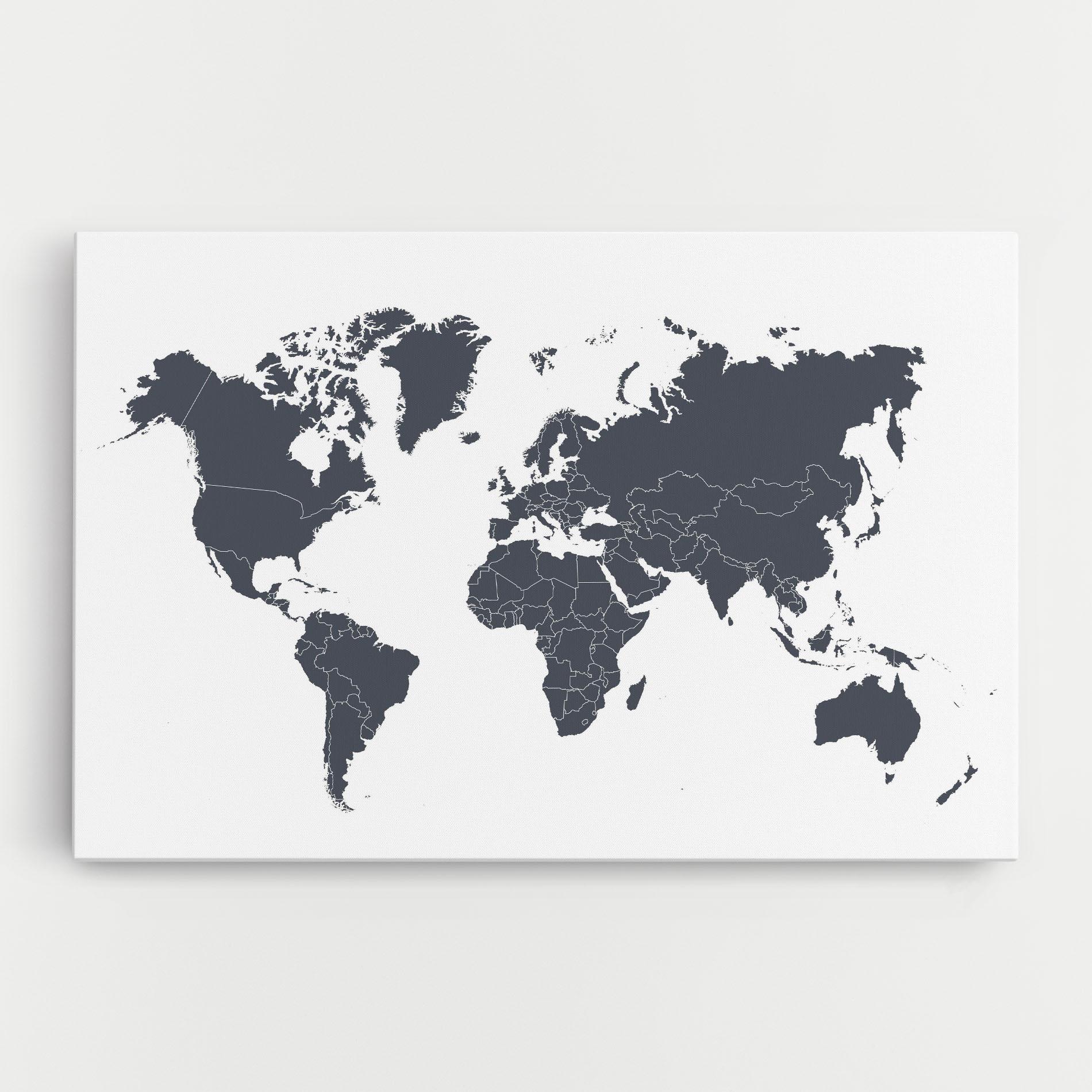 Vászonkép World Grey Map mockup 0