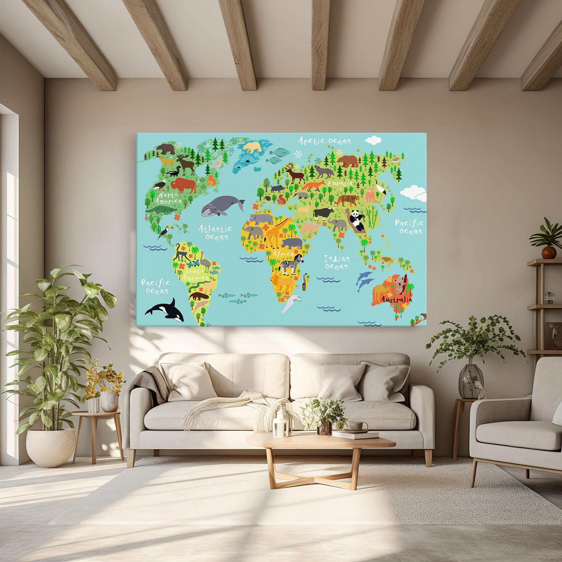 Vászonkép Animal World Map mockup 6