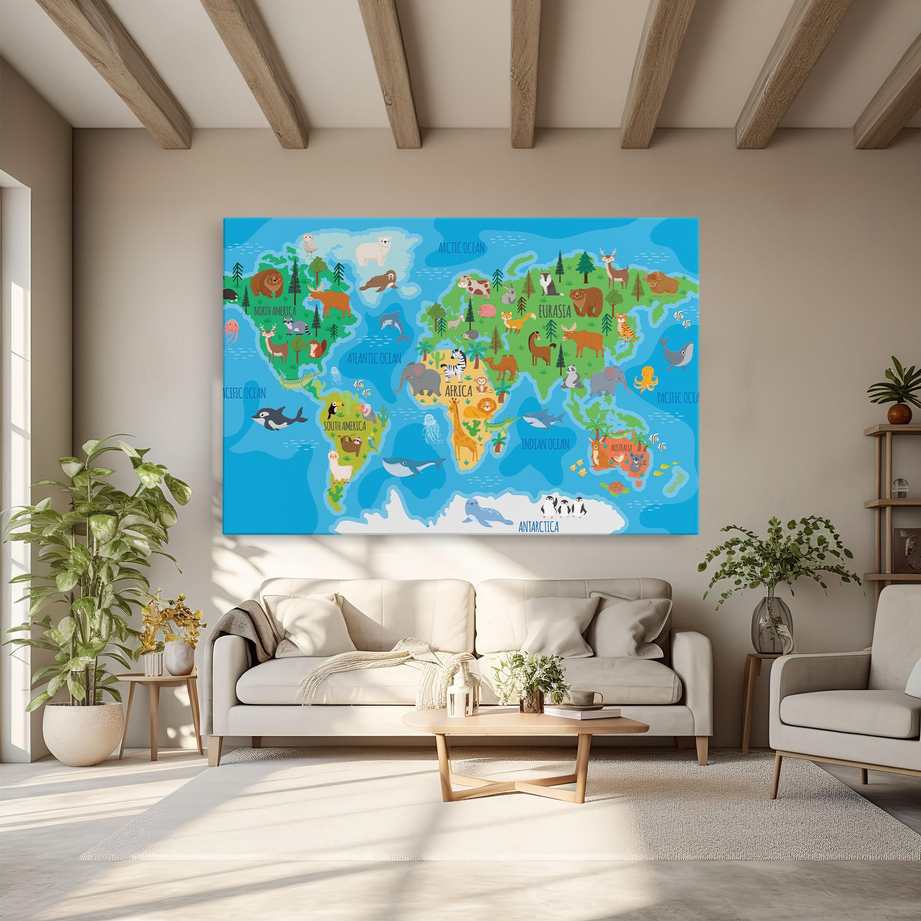Vászonkép Worldwide Kids Map mockup 6