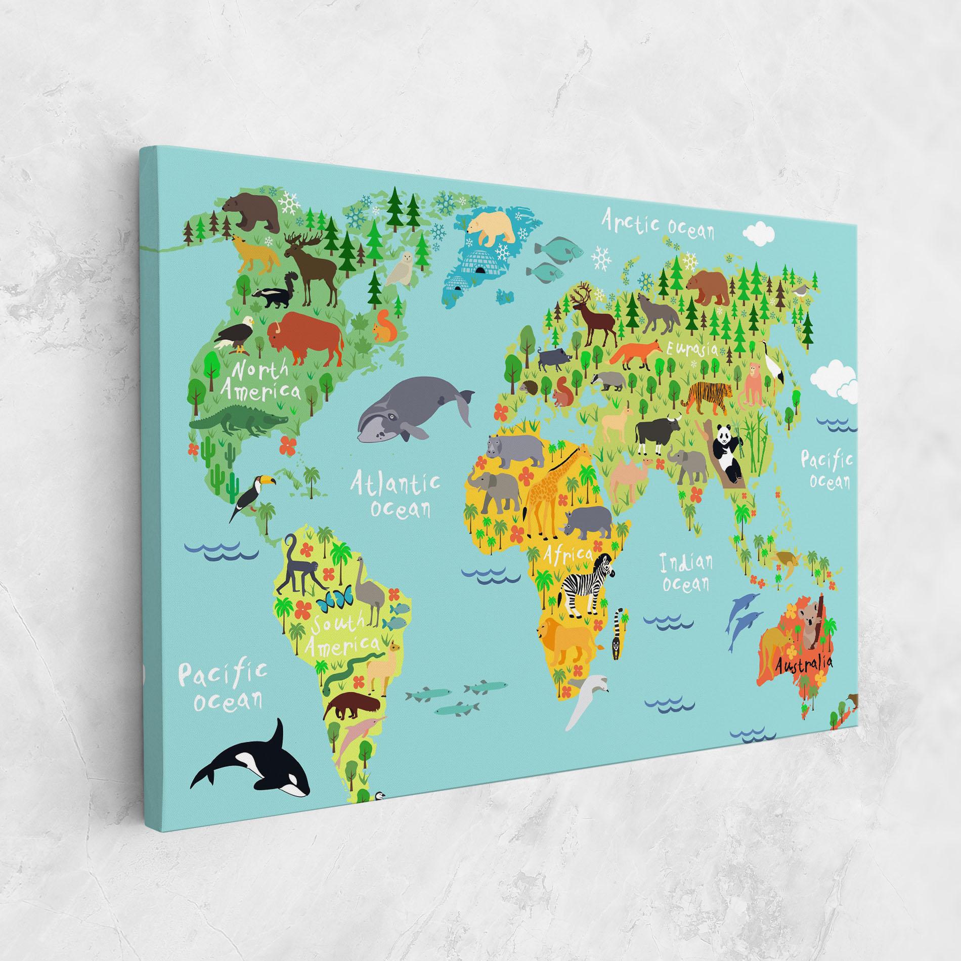 Vászonkép Animal World Map mockup 1