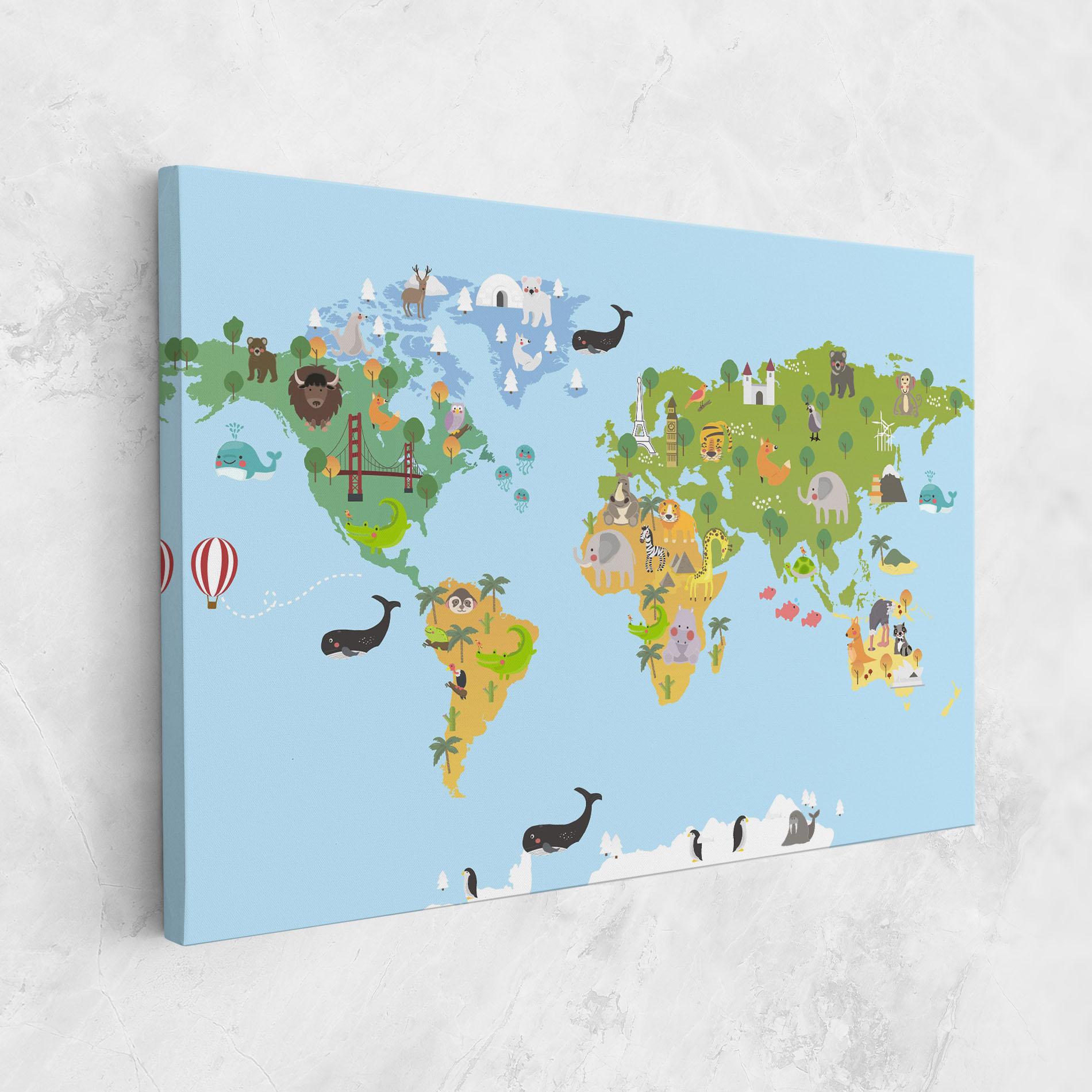 Vászonkép Animals Cute Map mockup 1