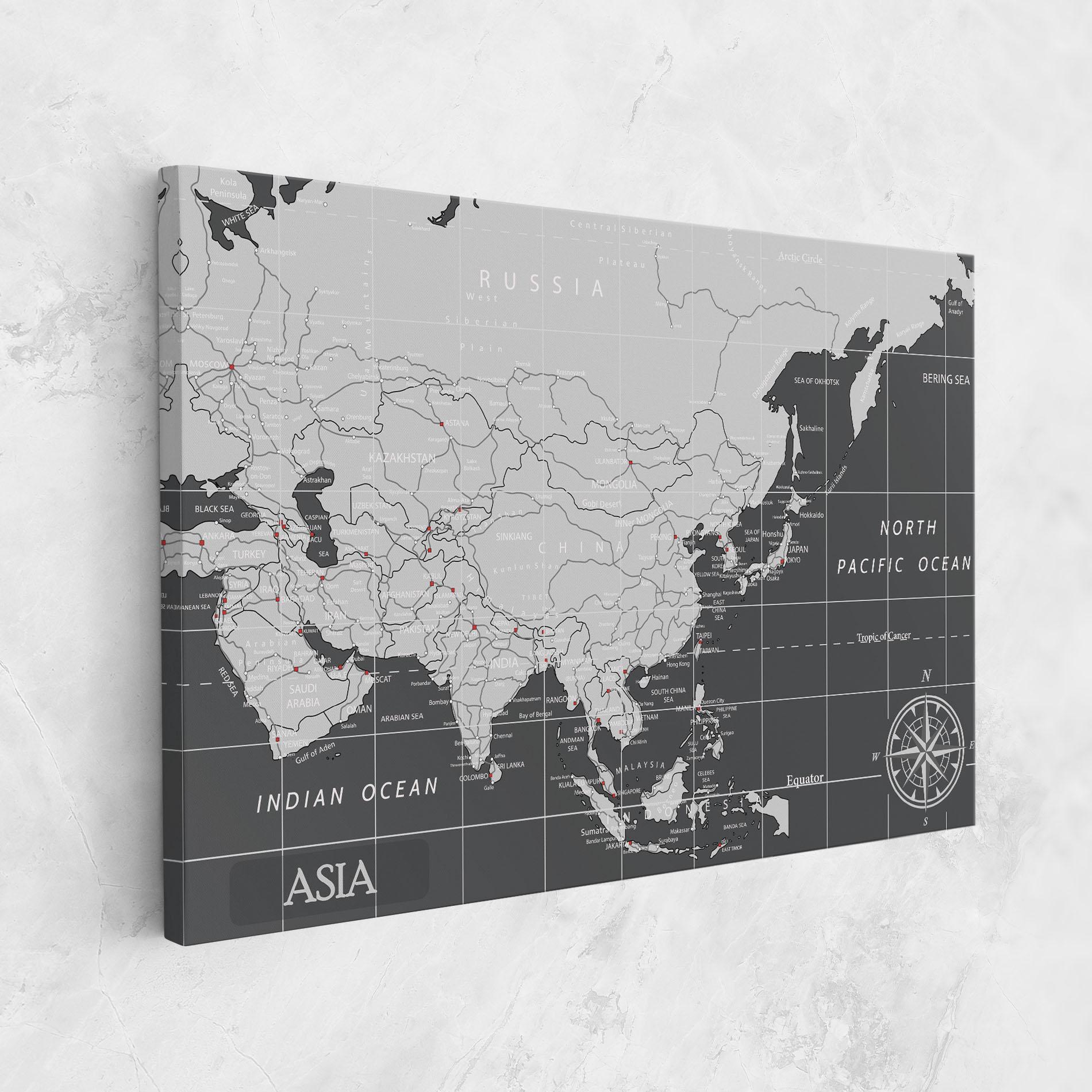 Vászonkép Asia Minimal Map mockup 1