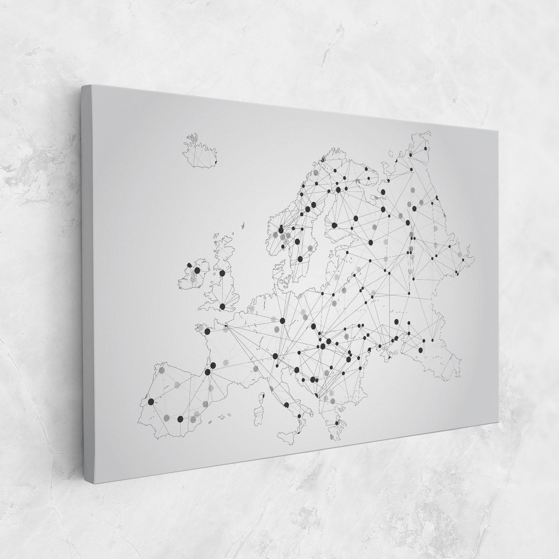 Vászonkép Europe Line Map mockup 1