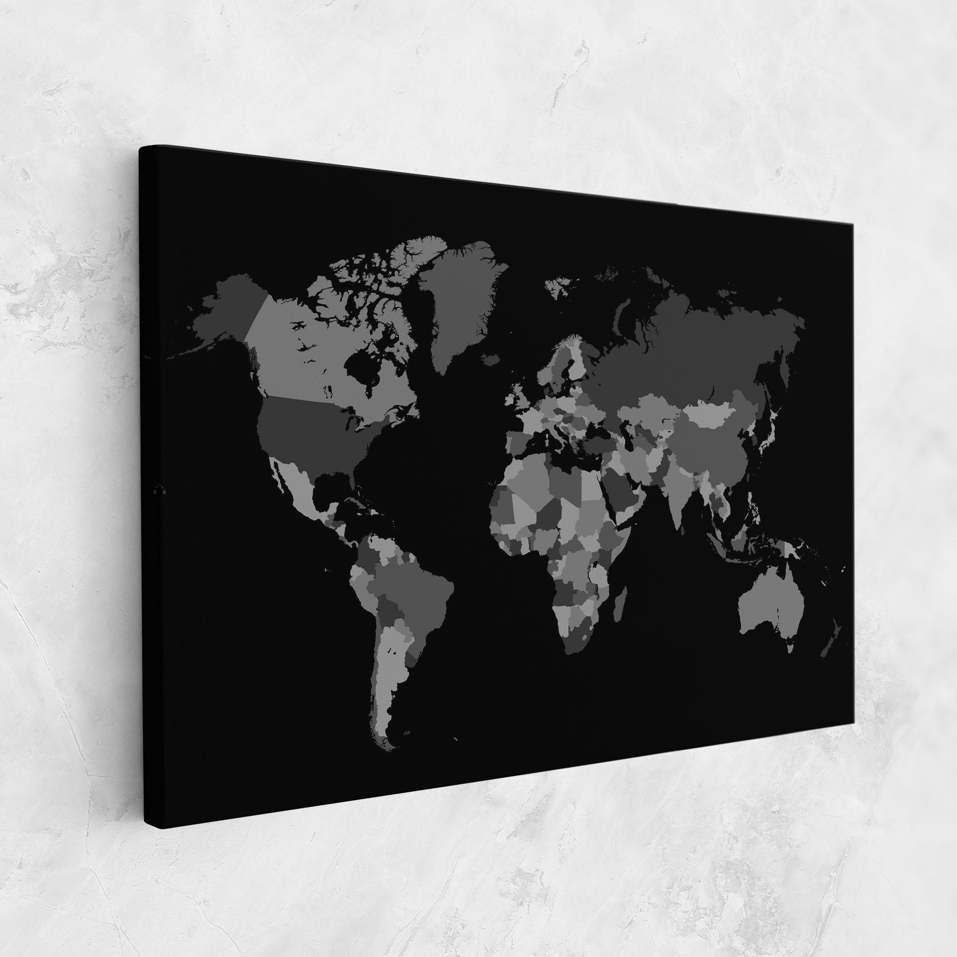 Vászonkép Grey Map World mockup 1