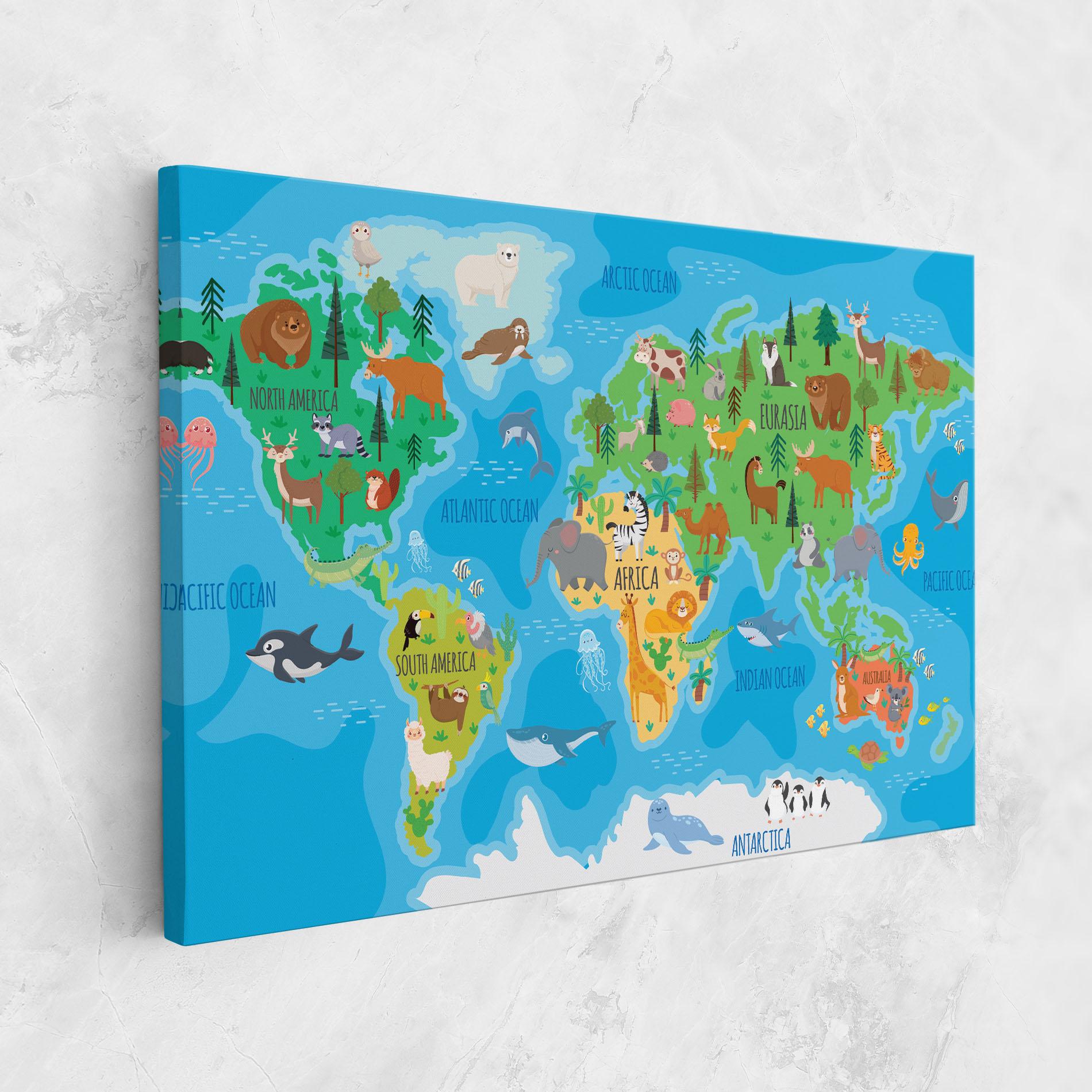 Vászonkép Worldwide Kids Map mockup 1