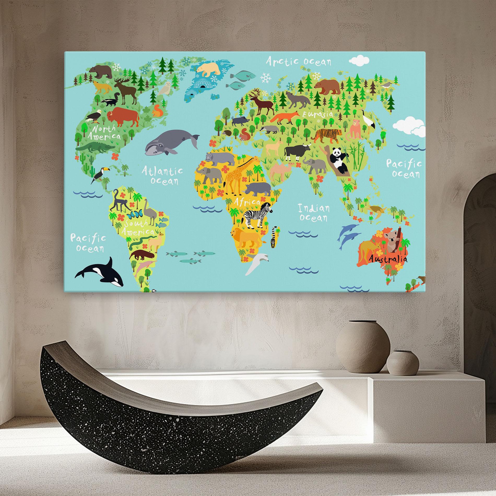Vászonkép Animal World Map mockup 8